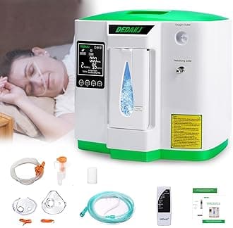 DEDAKJ Oxygen Machine 2-9L / min, 30%-90%, with Remote Control, Atomise, Accumulated Time Adjustment for Home and Travel（2AW）