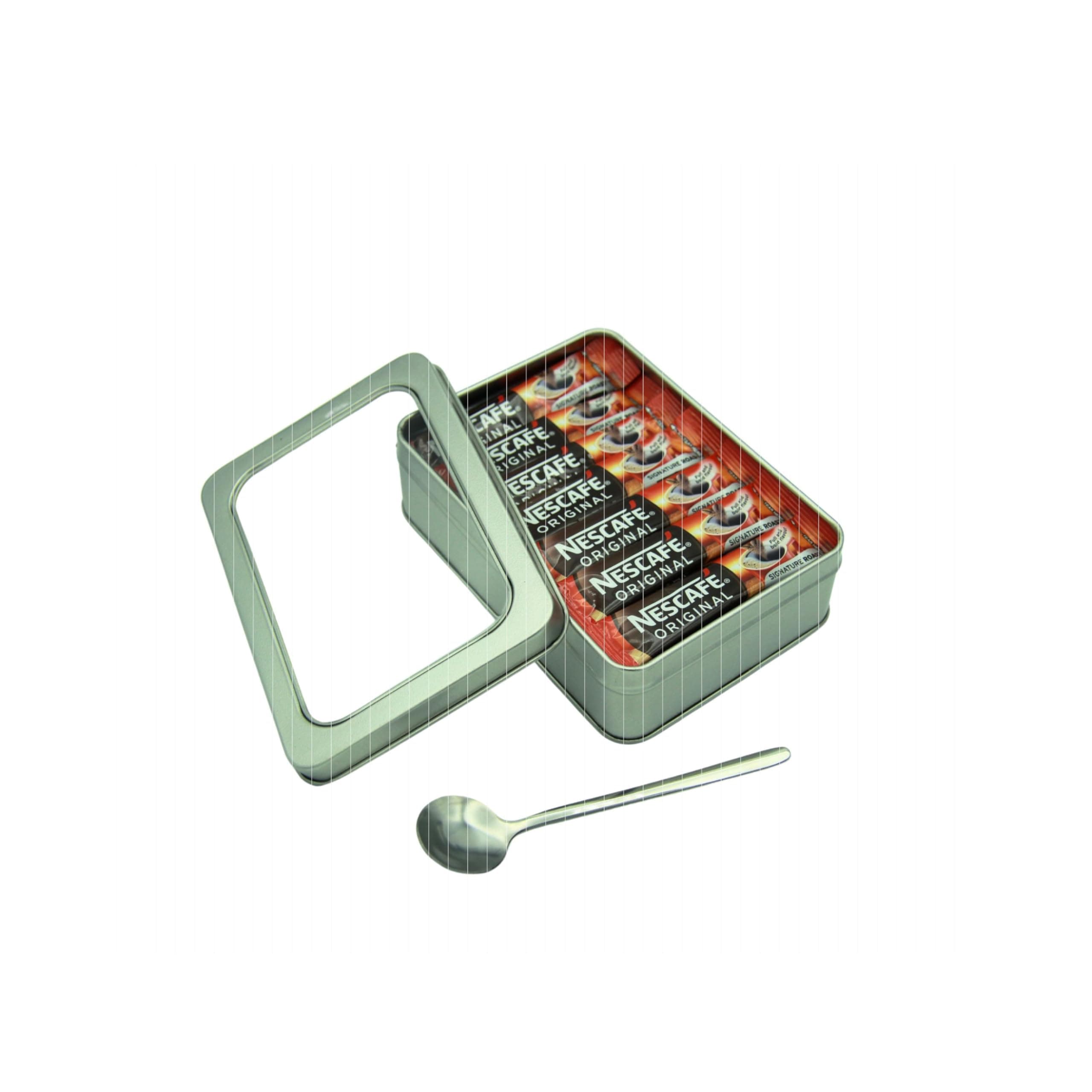 Coffee Sachets Original 30 x 1.8g, Bundle with TinTastic Refillable Silver Window Lid Tin and Spoon Set