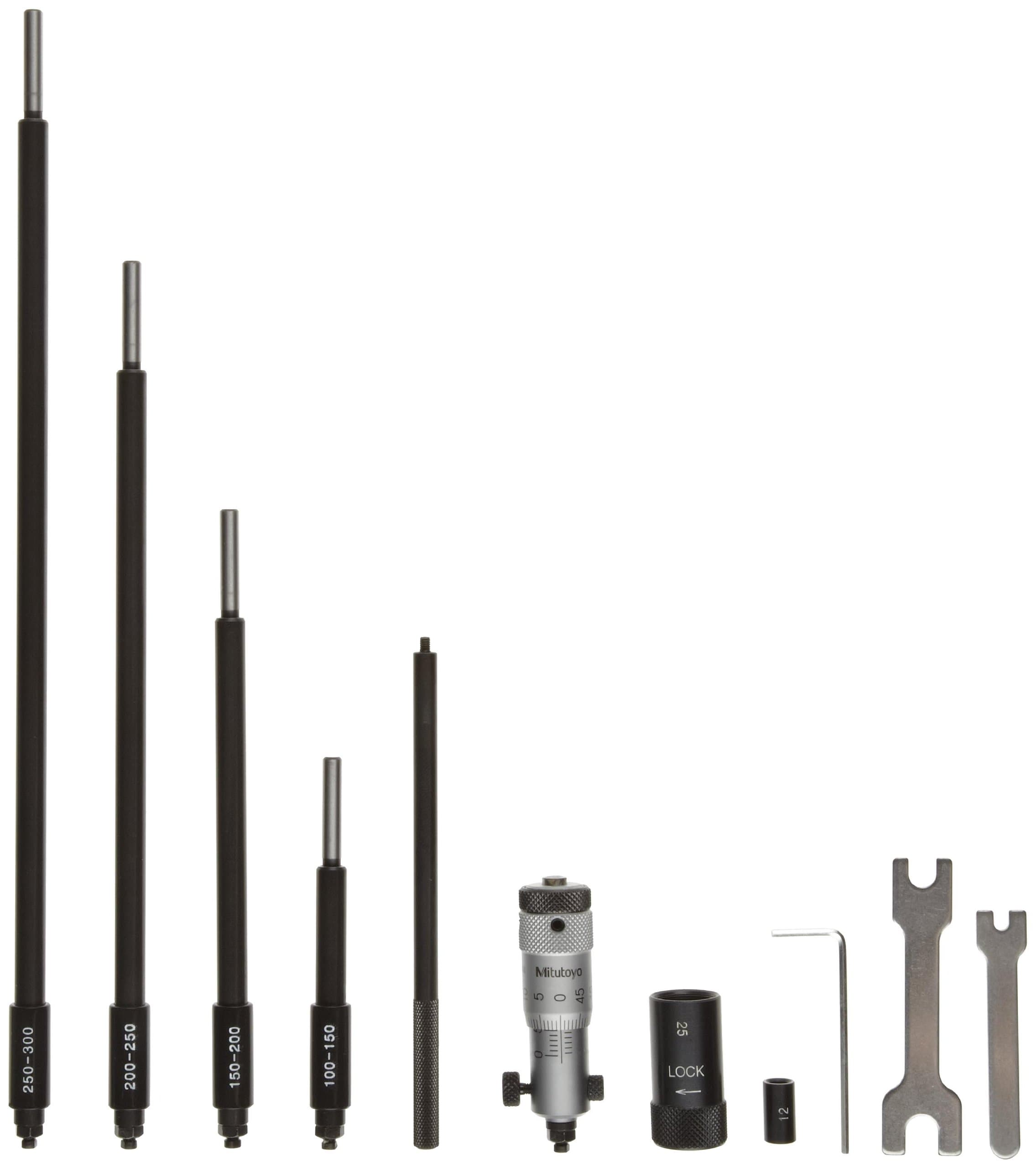 141-001 Vernier Inside Micrometer, Interchangeable Rod Type, 25-32mm Range, 0.01mm Graduation, +/-0.00664mm Accuracy