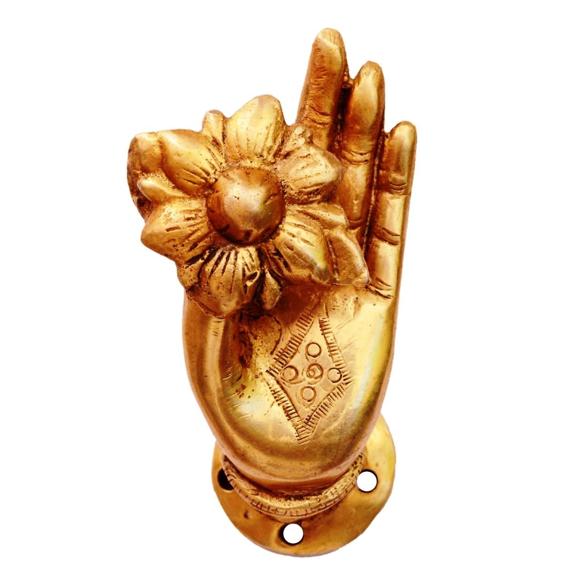 Purpledip Brass Door/Window/Cupboard Handle: Buddha's Blessing (11130)