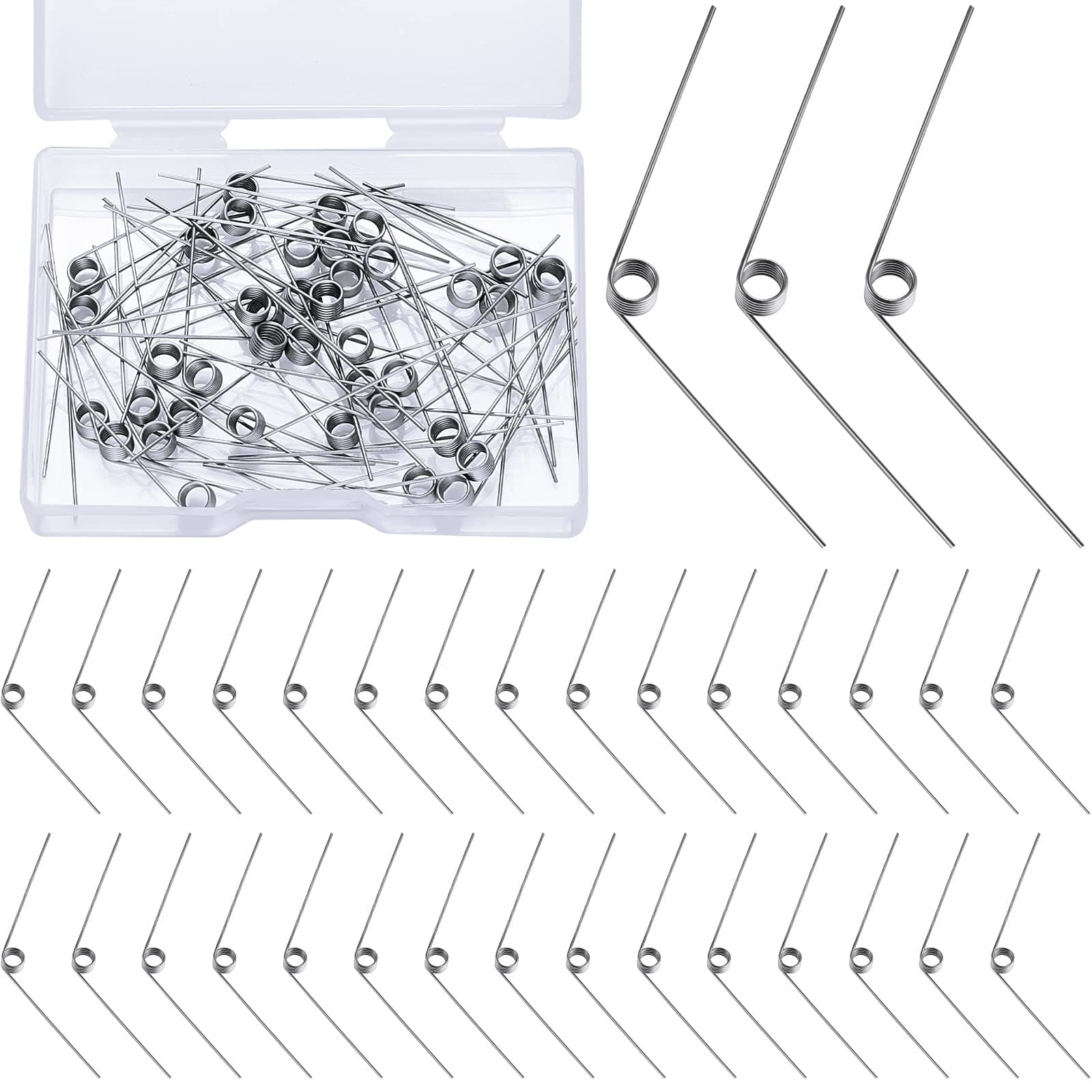 40 Pcs Stainless Steel Tiny Torsion Spring 0.5 Wire Diameter Outside Diameter 4.5 mm Mechanical Small Torsion Spring 120° Deflection Assortment for Repair Woodworking DIY