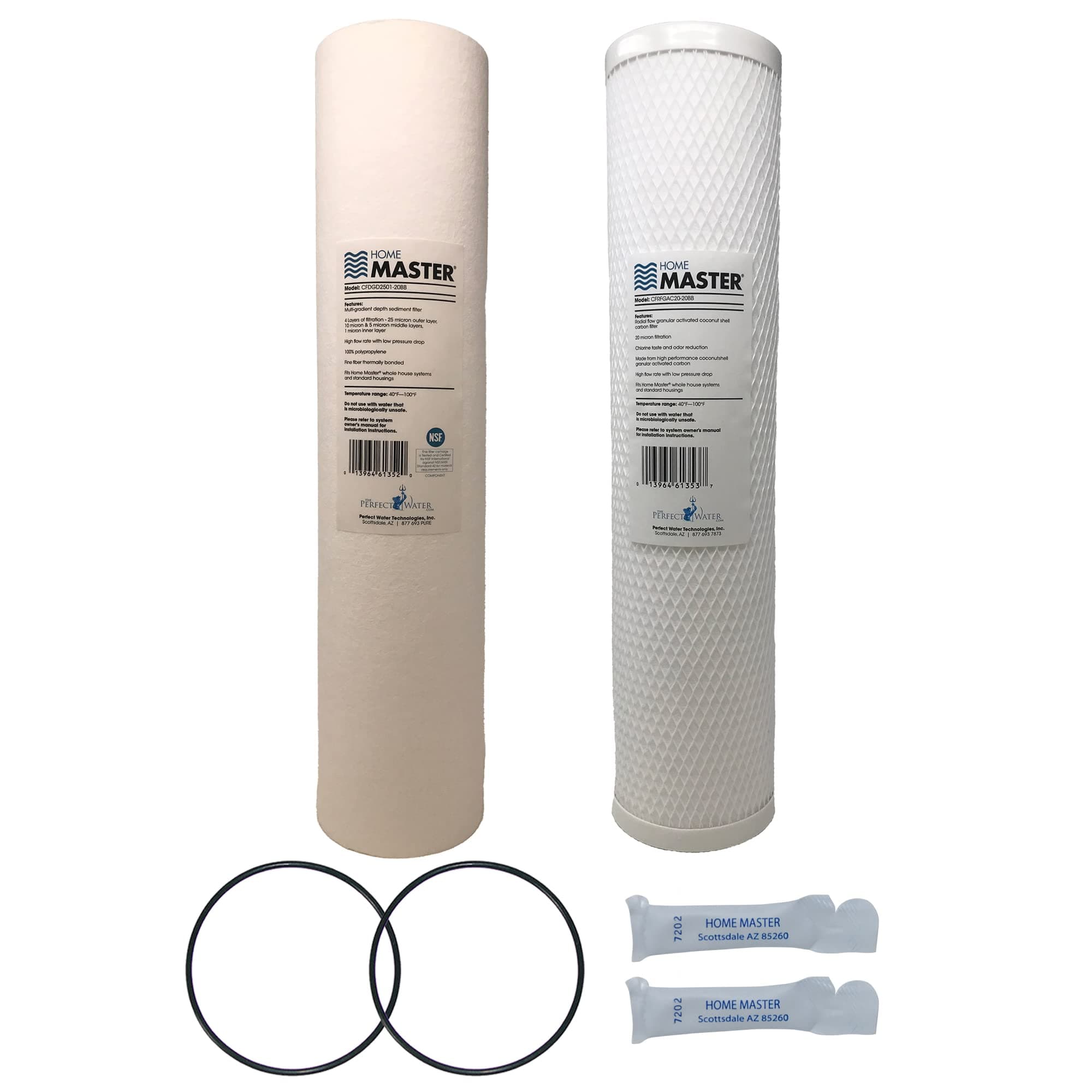 Home MasterReplacement Filter Set CsetBB2SmgC Whole House Sediment & Carbon, 2 orings & Grease Pieces