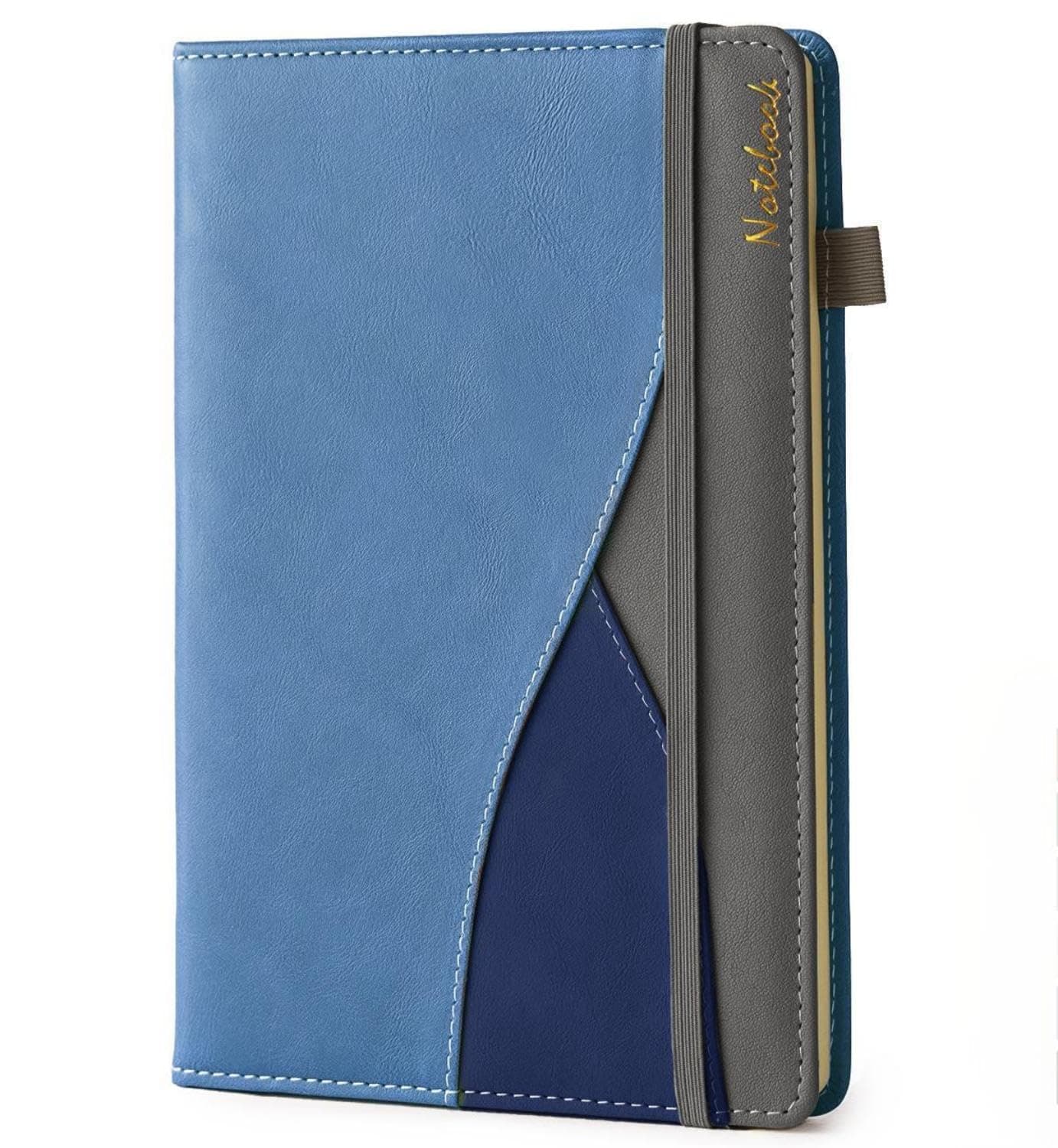 Lined Journal Notebook, Medium A5 College Ruled Notebook, 188 Numbered Pages Work Notebook with Pocket, 100GSM Thick Paper, Hardcover Vegan Leather Journal for Women Men School Office, Navy