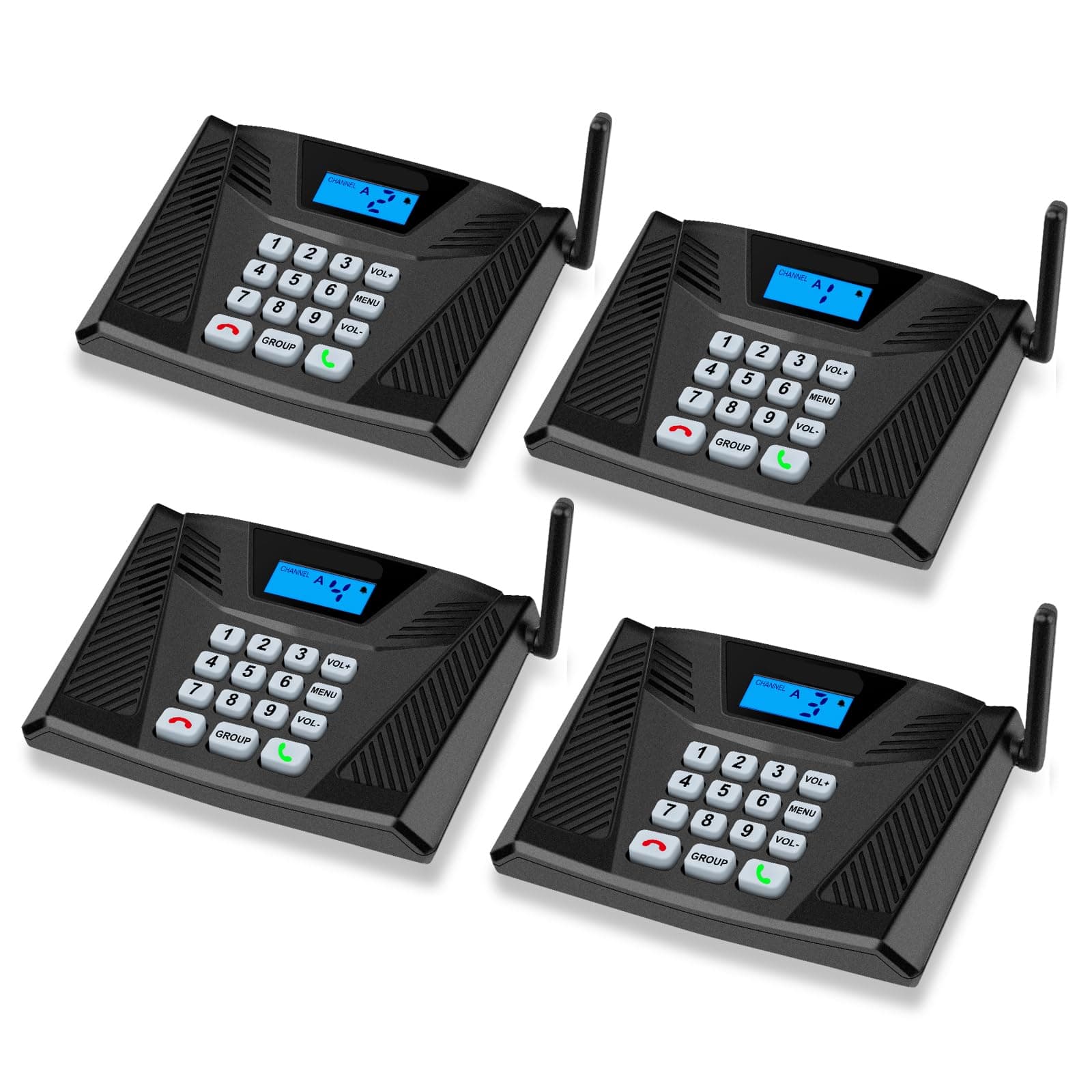 Intercoms Wireless for Home Hands Free, Upgrade Two Way Intercom 5300 Feet Range, Full Duplex Wireless Intercom System for Home Use, Home Communication System with Clear Sound(4 Packs, Black)