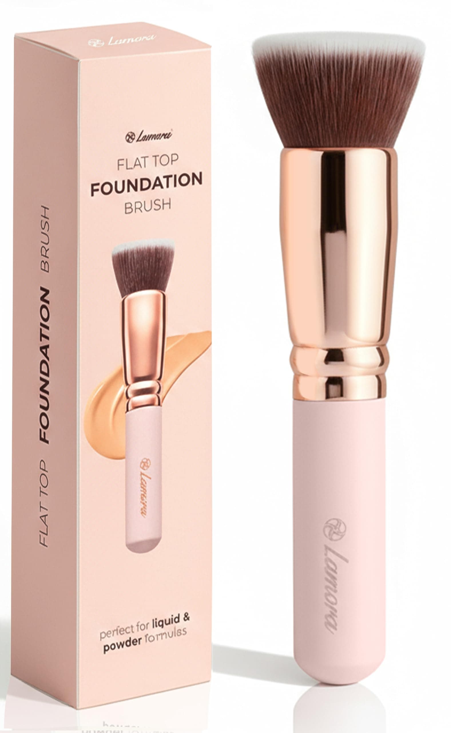 Makeup Brush Foundation Kabuki - Flat Top Face Brush for Liquid, Cream, and Powder Cosmetics - Full Coverage Blending, Buffing, Stippling, Contouring
