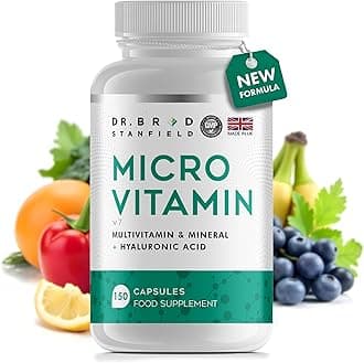 Daily Low Dose MultiVitamin & Mineral for Men & Women to Support Cognitive Performance & Memory + Hyaluronic Acid for Skin Health + TMG for Exercise (150 Count)
