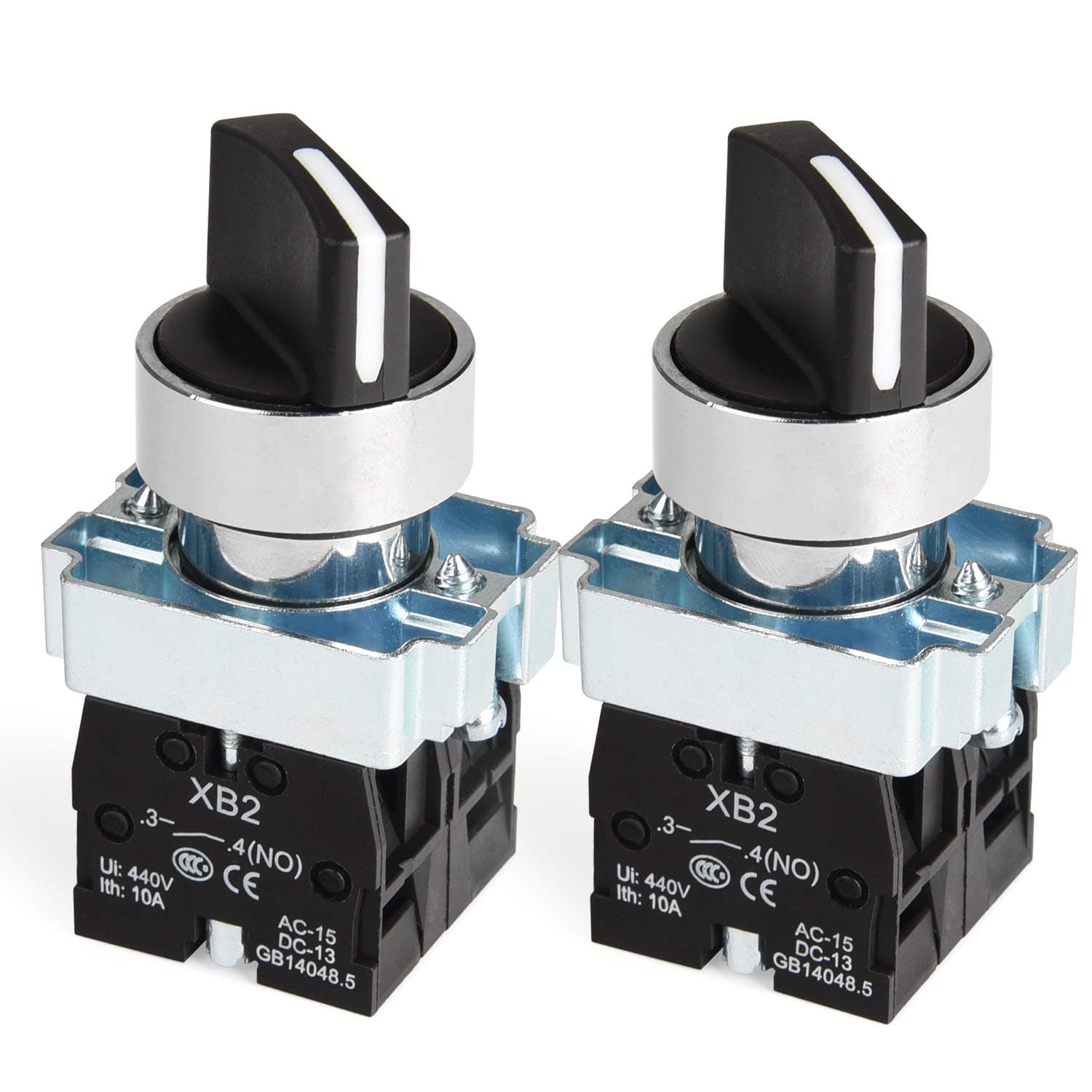 (Pack of 2) 22mm 3 Position Selector Switch Maintained 2NO XB2-20X/31 (3 Position Maintained)