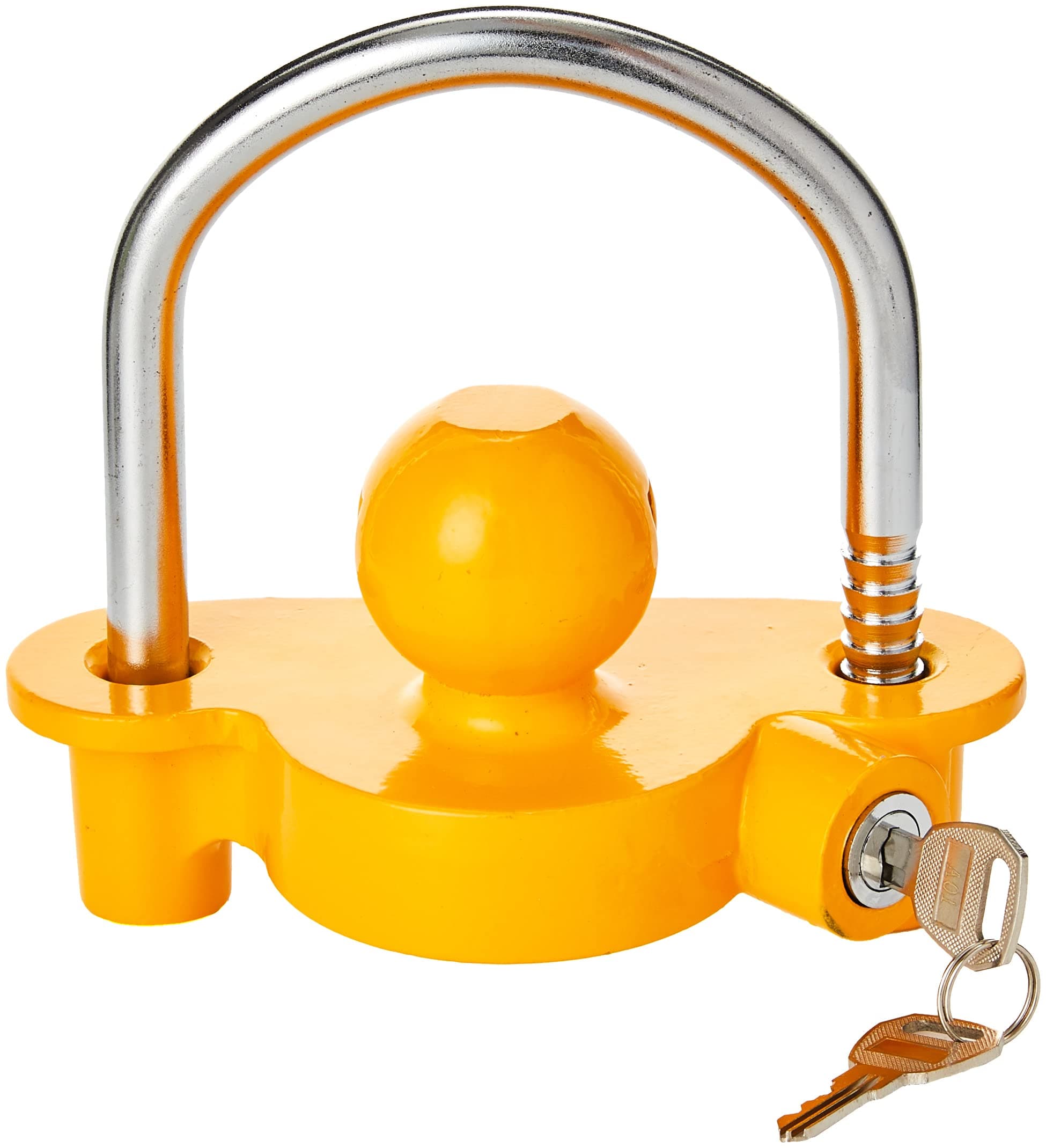 ct3123 Universal Security Coupling Hitch Lock for Trailers Caravan Horse Box Tow Ball Fittings, Yellow