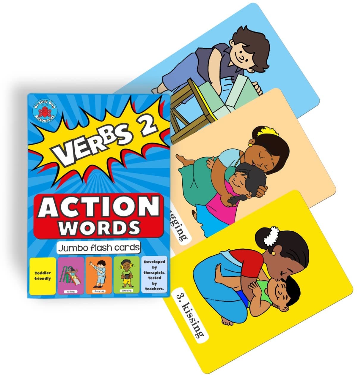 Action Words Level 2 – 30 Audio-Enabled Flashcards for Early Language Learning | Audio in Hindi, English, Punjabi, Tamil, Kannada, Telugu | Spoken English | Special Needs Kids