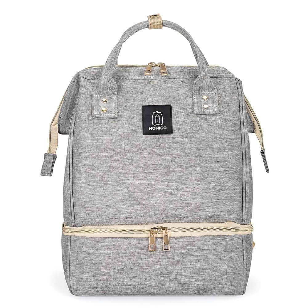 Breast Pump Backpack - Cooler and Moistureproof Bag Double Layer for Mother Outdoor Working Backpack with USB Charging Port, Large (Grey)