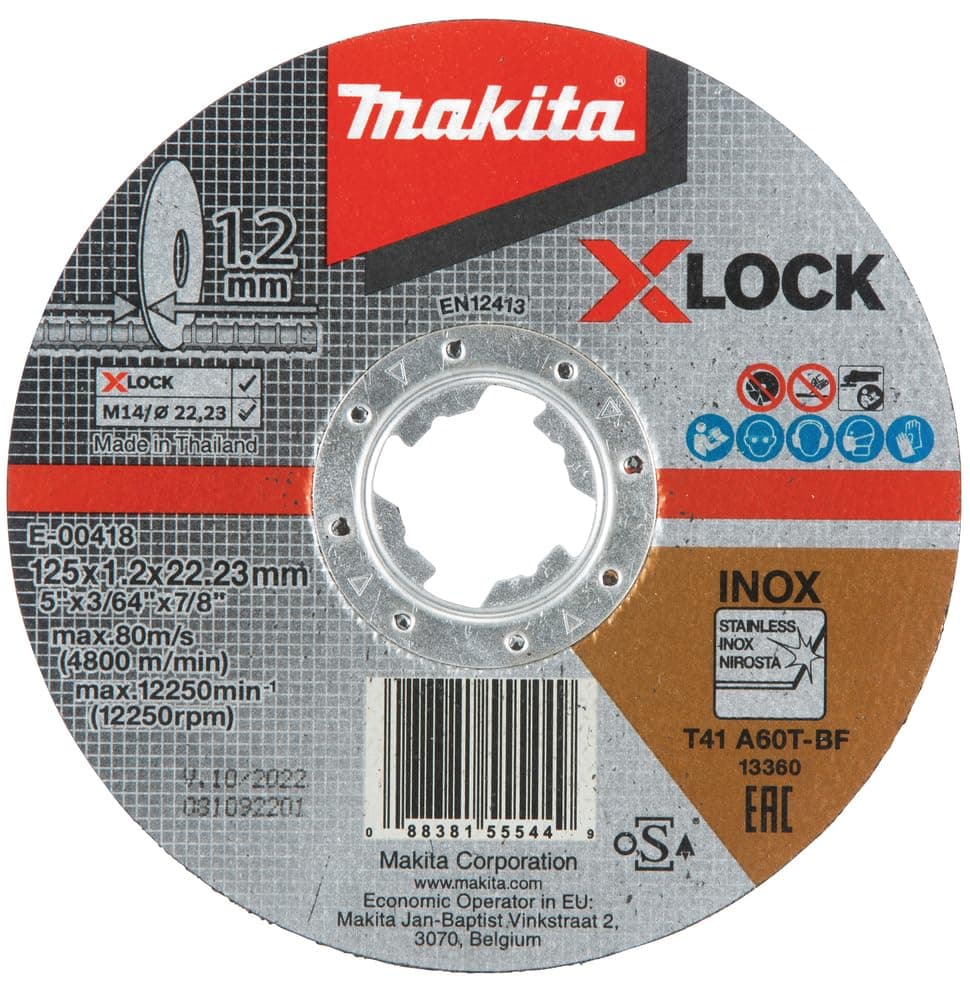 E-00474 X-Lock 5" x .045" x 7/8" Type 1 General Purpose 60 Grit Thin Cut‑Off Wheel for Metal and Stainless Steel Cutting