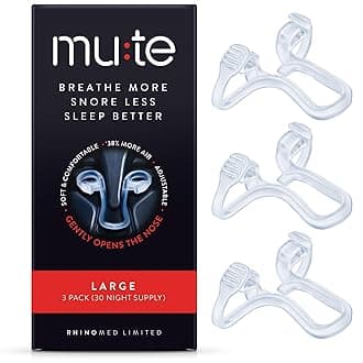 Mute Nasal Dilator Snoring Solution | Large 3 Pack | Snore Less & Sleep Better | Nasal Strip Alternative | Comfortable Breathing Aids for Better Sleep & Improved Airflow