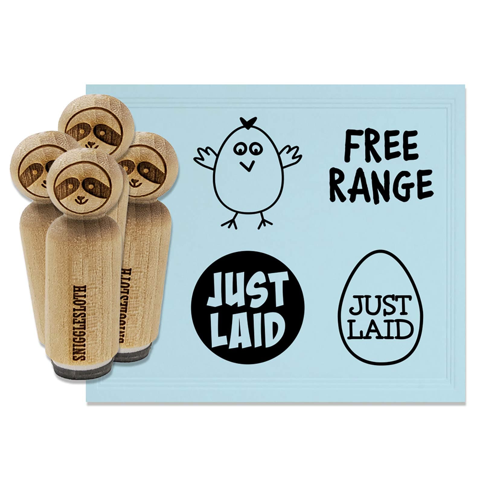 Just Laid Egg Free Range Chicken Rubber Stamp Set for Stamping Crafting Planners - 1/2 Inch Mini