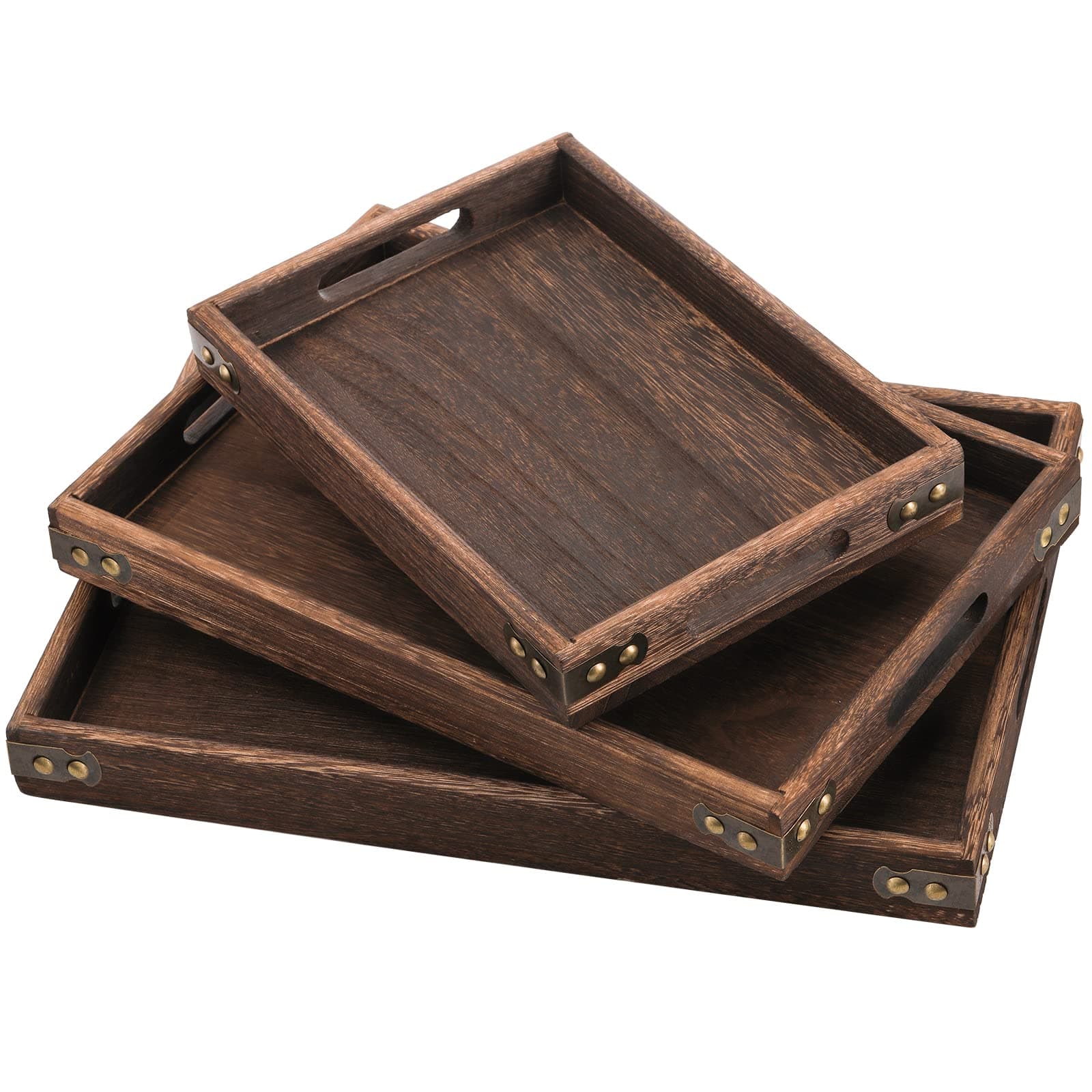 TOPZEA 3 Pack Wood Serving Tray