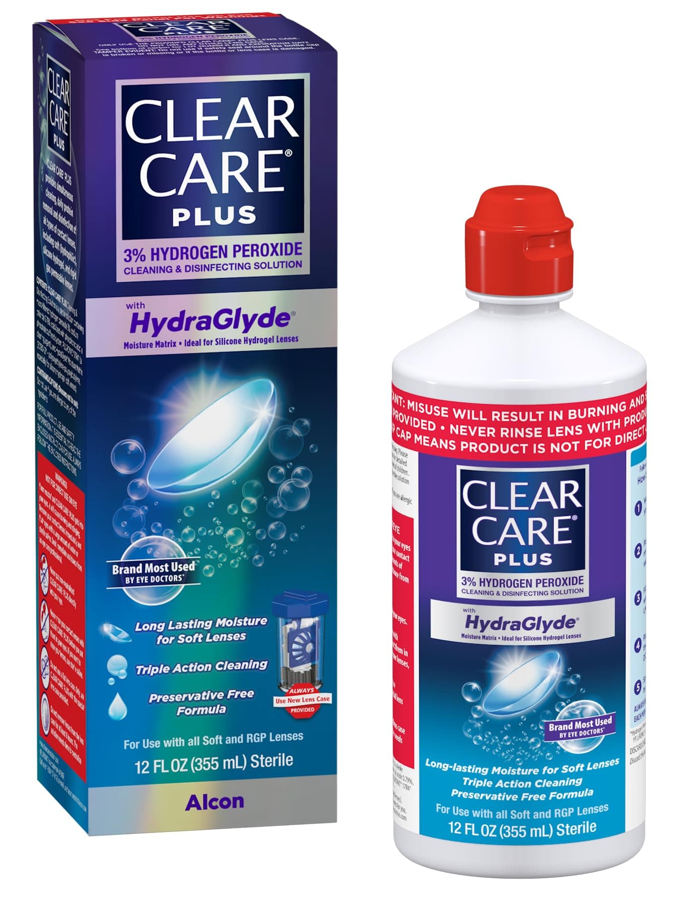 CLEAR CARE PLUS Cleaning and Disinfecting Solution with Lens Case, 12-Ounces