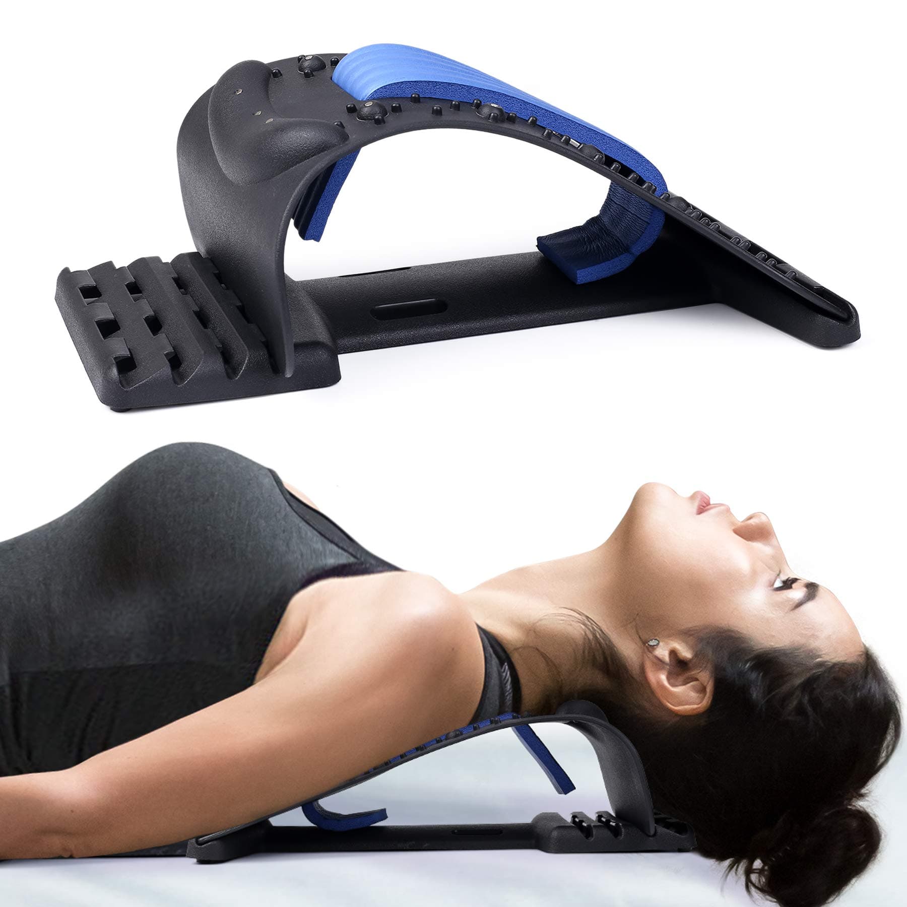 RESTCLOUD Neck Stretcher for Neck Pain Relief, Upper Back and Shoulder Relaxer for Muscle Relax and Spine Alignment, Cervical Traction Device Adjustable 4 Level