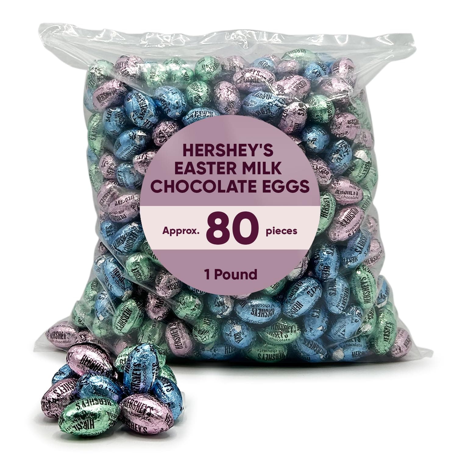 Milk Chocolate Eggs Easter Pastel Colors - 1 Pound approx 80 pieces - Chocolate Candy Individually Wrapped Milk Chocolates in Blue, Pink & Green Pastel Color Foil