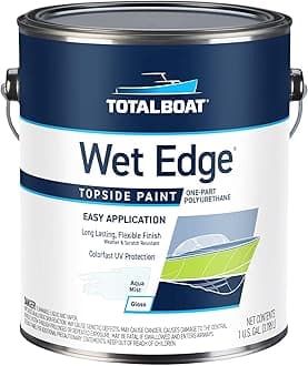 TotalBoat Wet Edge Topside Marine Paint Premium Polyurethane Coating for Boats, RVs, Exterior Trim, Fiberglass, Metal, and Wood (Aqua Mist, Gallon)