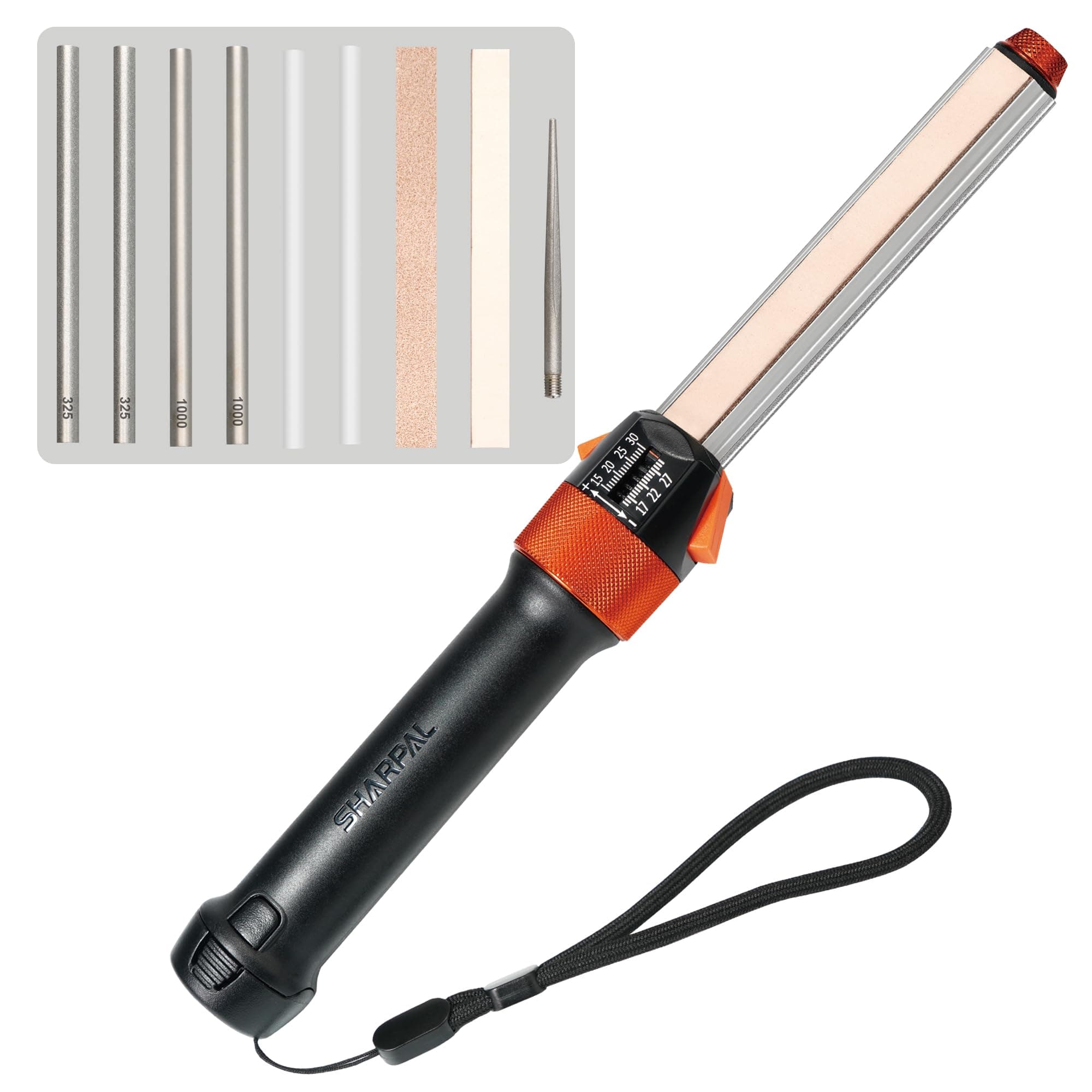 SHARPAL 210N TRANSFOROD 11-In-1 Adjustable Angle Knife Sharpener with Monocrystalline Diamond & Ceramic Rods, Tapered Rod & Leather Strops, Portable Sharpening Tool for Hunting & Outdoors