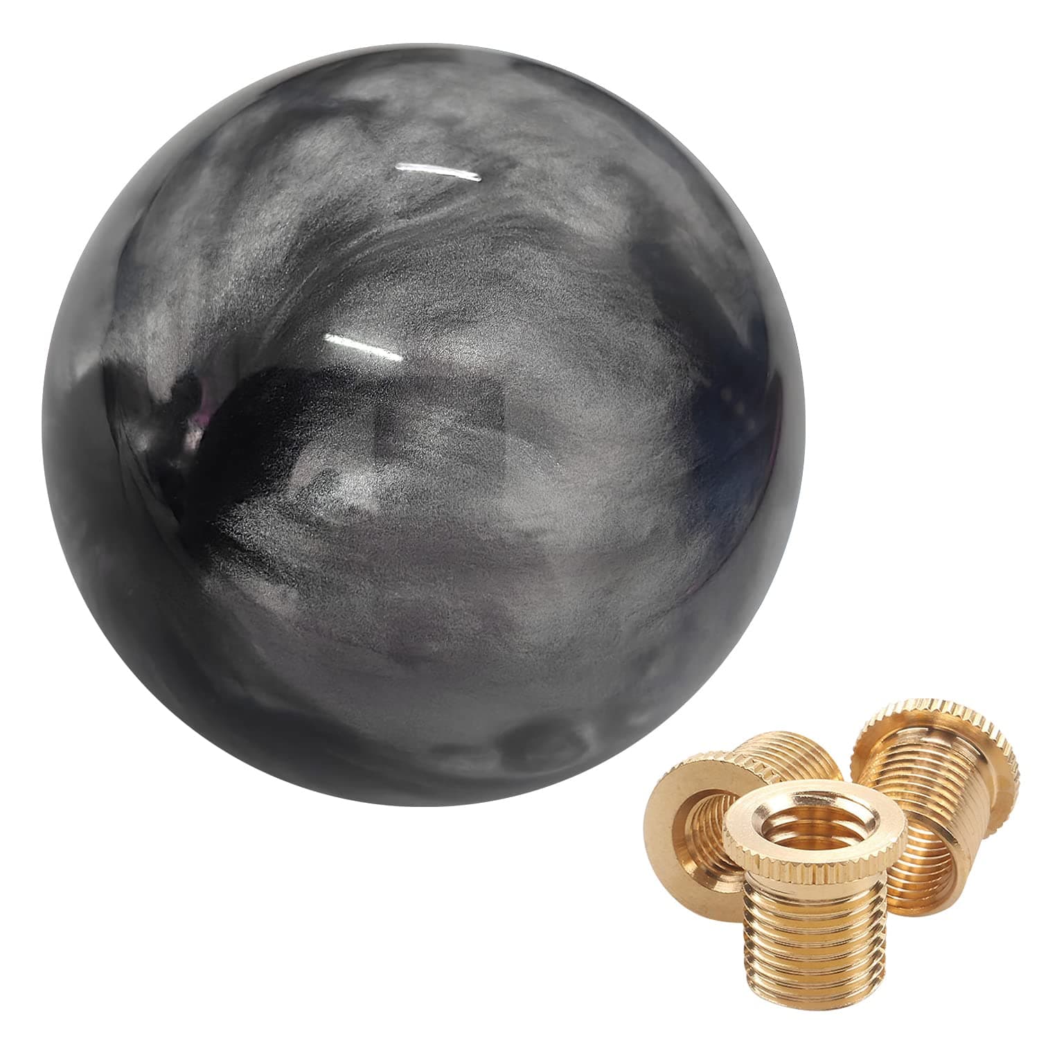 ATNVIDSG Round Ball Marble Style Shift Knob Universal Manual Shift Knob Spherical Marble Style Shift knob with 3 Adapters M8x1.25, M10x1.25, M10x1.5 (Grey)