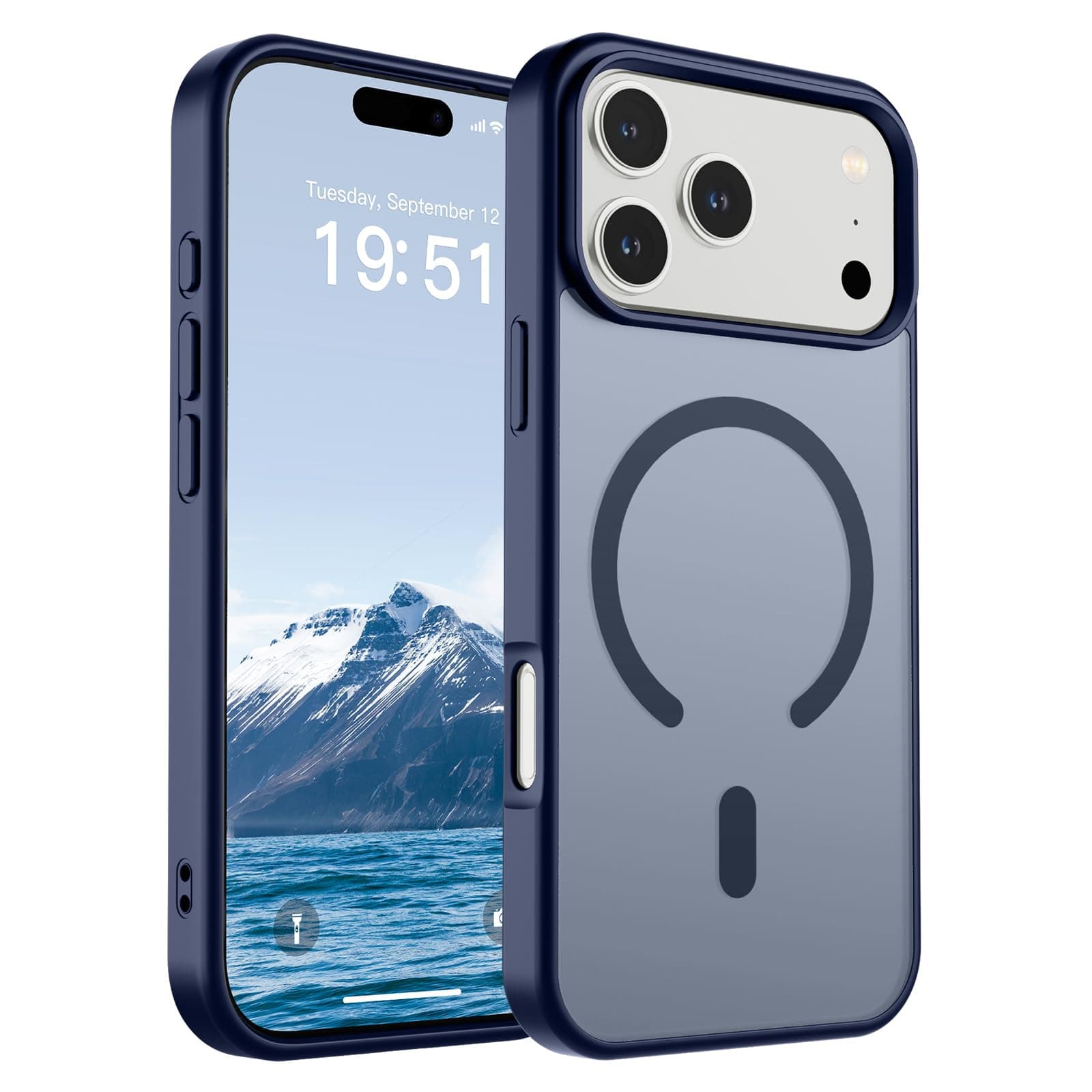 SUPFINE Magnetic for iPhone 17 Pro Max Case (Compatible with MagSafe)(Military Grade Drop Protection) Translucent Matte Shockproof with Anti-Fingerprint Phone Cover 2025,Navy Blue