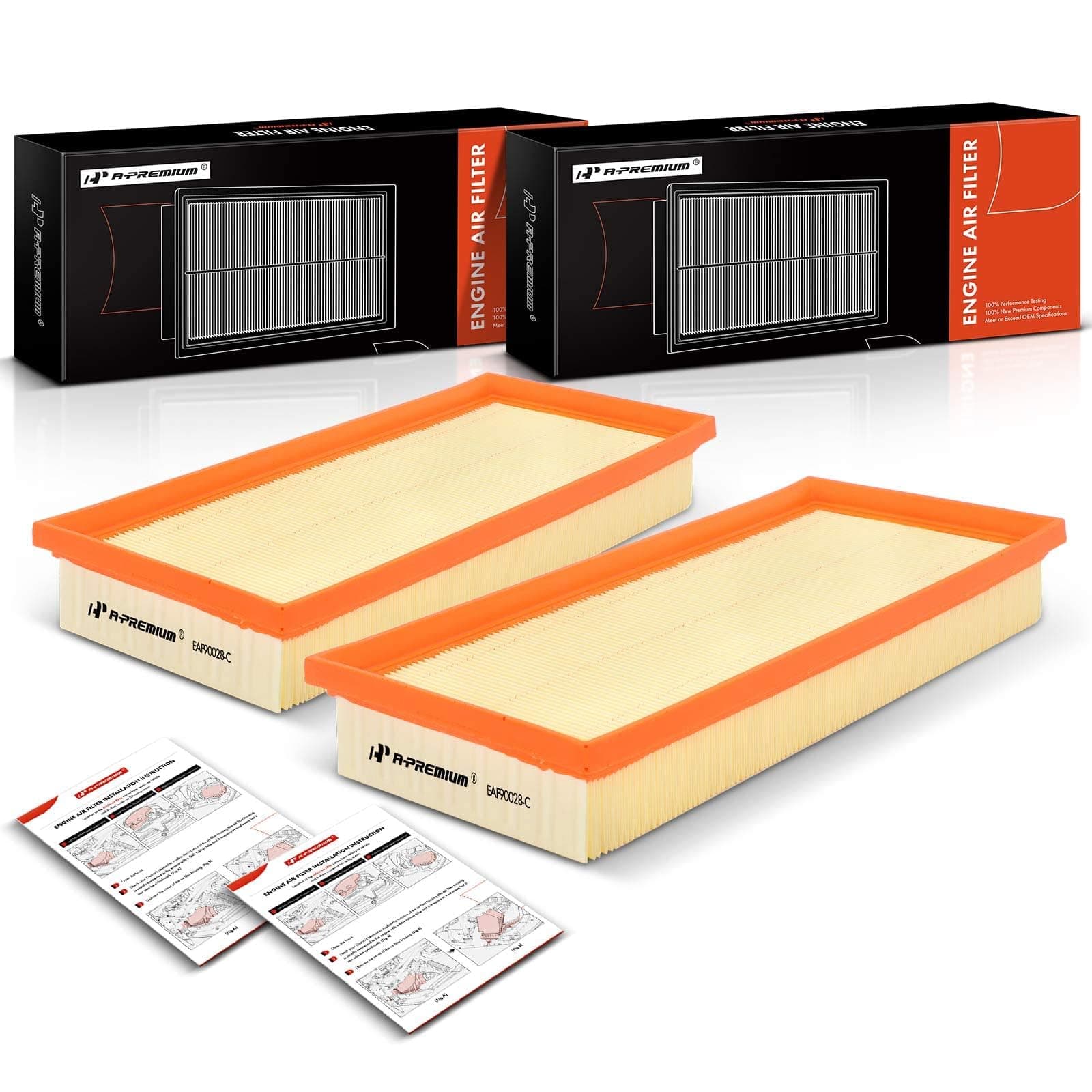 A-Premium 2-PC Engine Air Filter Compatible with Mercedes-Benz S550 2012-2017, SL550 2013-2020, CLS550, E550, GL450, GL550, GLS550, G63 AMG, GLE63 AMG, S63 AMG, & More