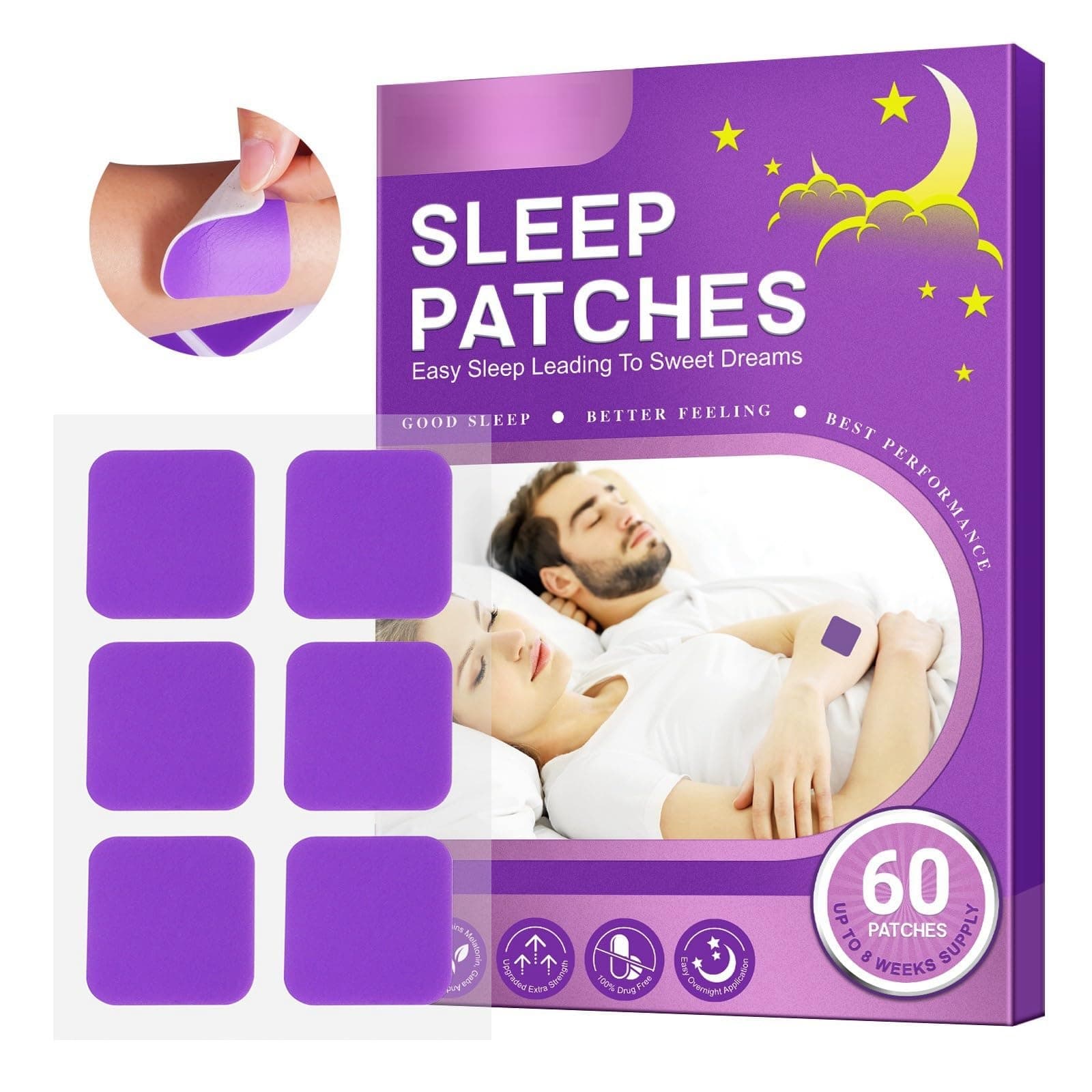 JDLYEVER Sleep Patches 60-Piece Sleep Patch Set Improved Sleep Quality, Innovative Acupressure Design Easy and Comfortable, Suitable for Various Sleep Concerns, Travel-Friendly Sleep Support
