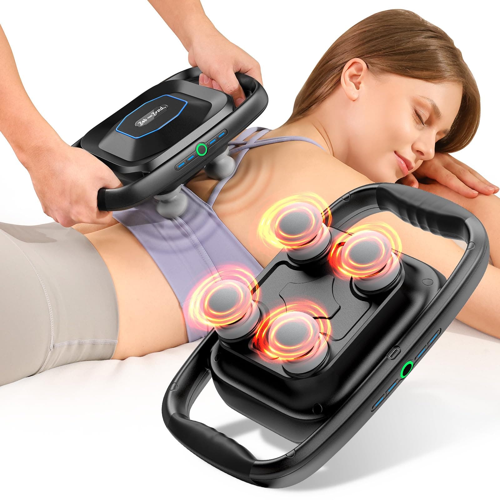 TheraPanel 4-Head Massage Gun Deep Tissue with Replaceable Massage Plate, 4X Pain Relief Efficiency, Electric Massager Tool for Back Shoulder Muscle Pain Relief, Gifts for Women Men