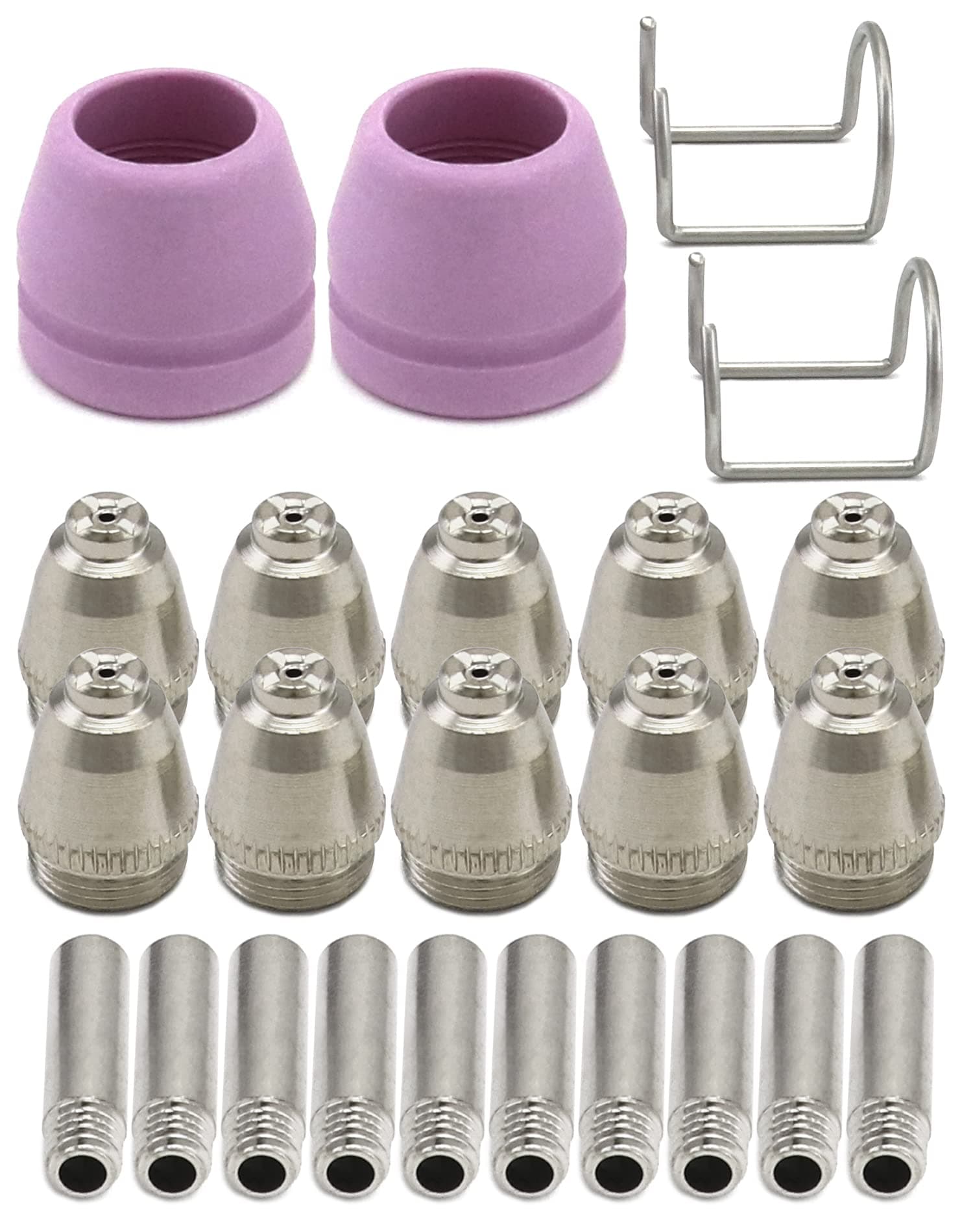QWORK SG-55 AG-60 WSD-60 Plasma Cutter Torch Tip Nozzles Consumables Kit, Fit for AG-60,AG-60P Plasma Cutter Gun, 24Pcs