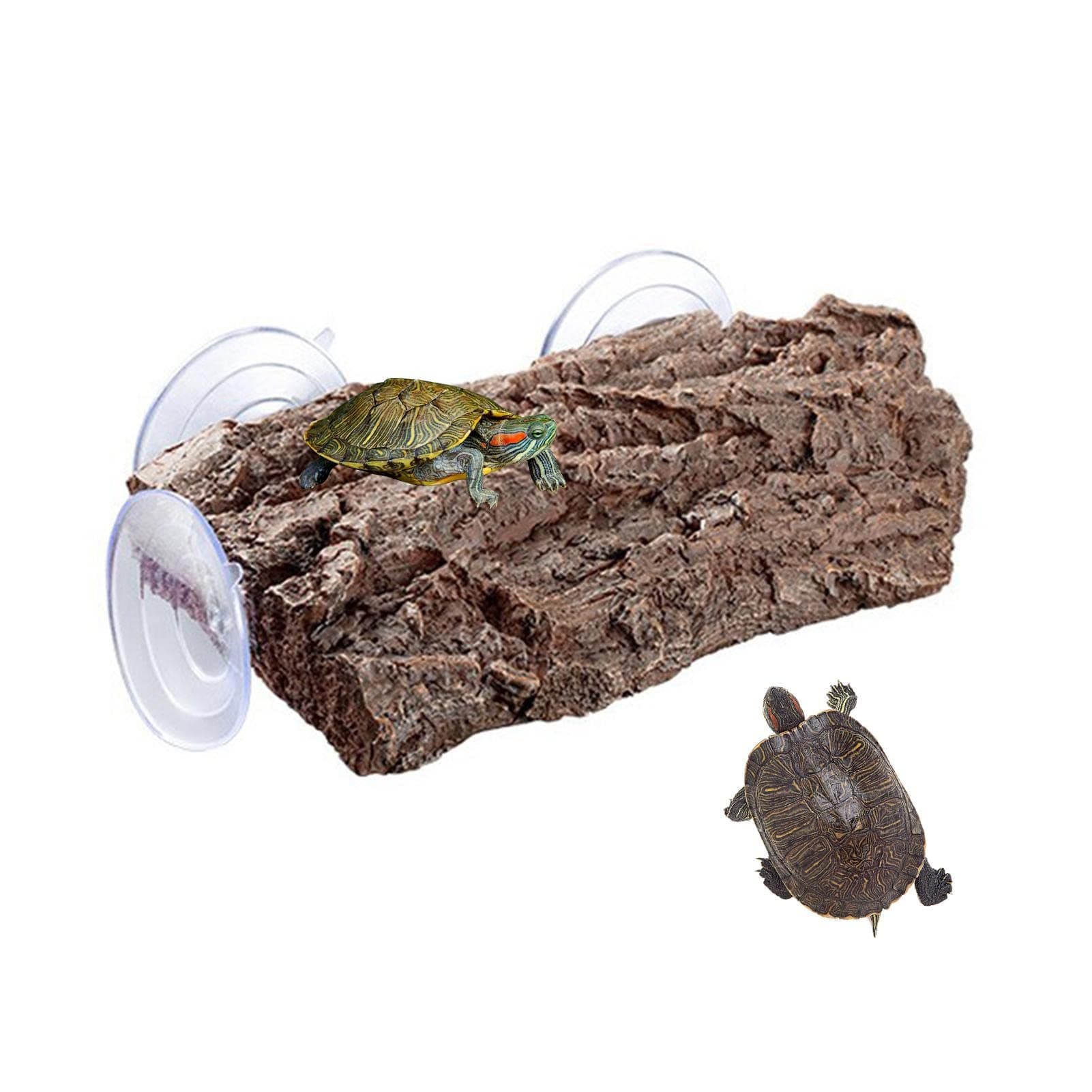 Turtle Basking Platform Turtle Dock Basking Area with Strong Suction Cups Aquatic Turtle Habitat Tank Resin Step Ledge Turtle Tank for Amphibians Frogs (Brown)