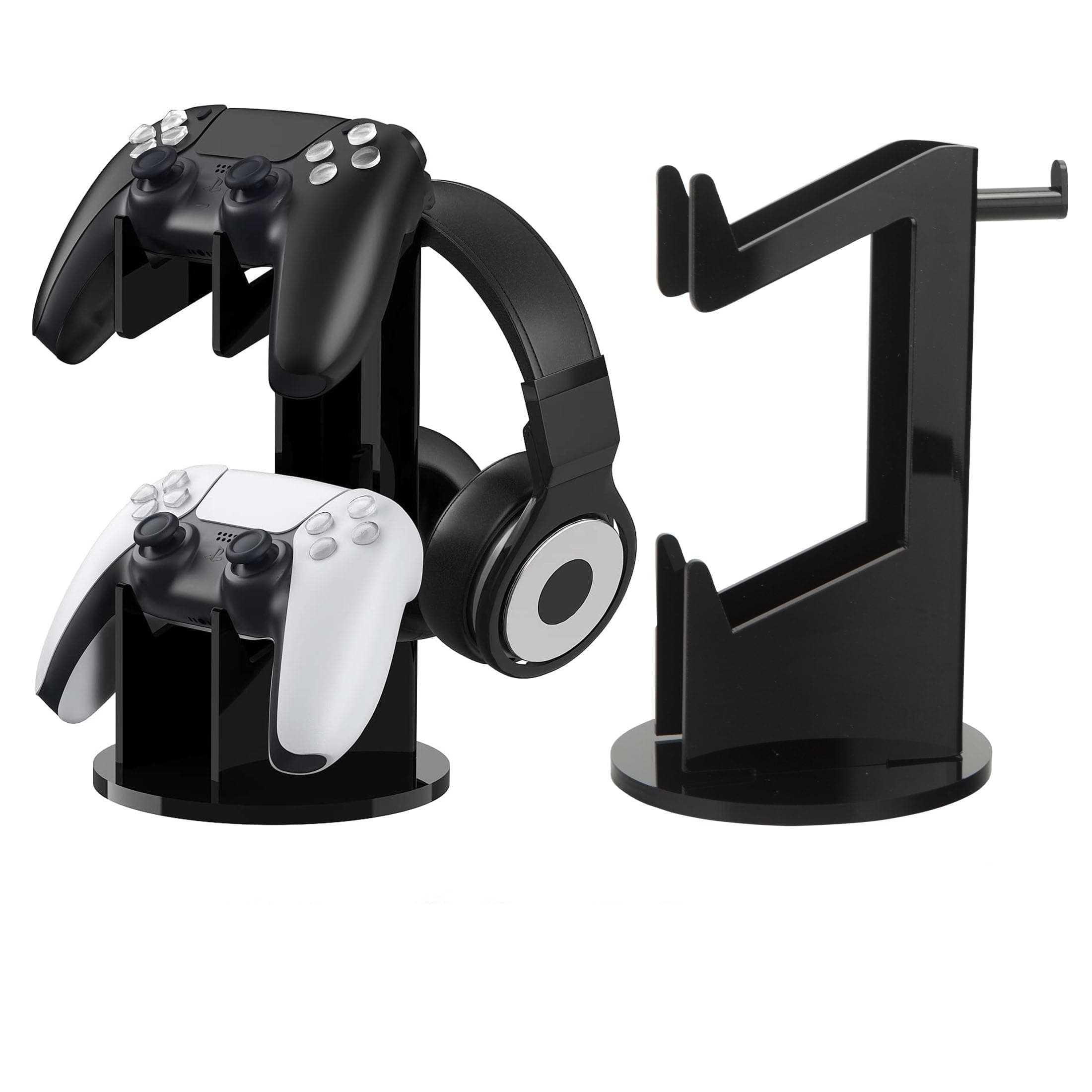 NALACAL Universal Game Controller Stand and Headset Holder, 2-Tier Acrylic Gamepad Holder for Xbox ONE, PS4, PS5, Xbox Series X, Headphone Stand, Gaming Accessories for Desk Setup and Organization