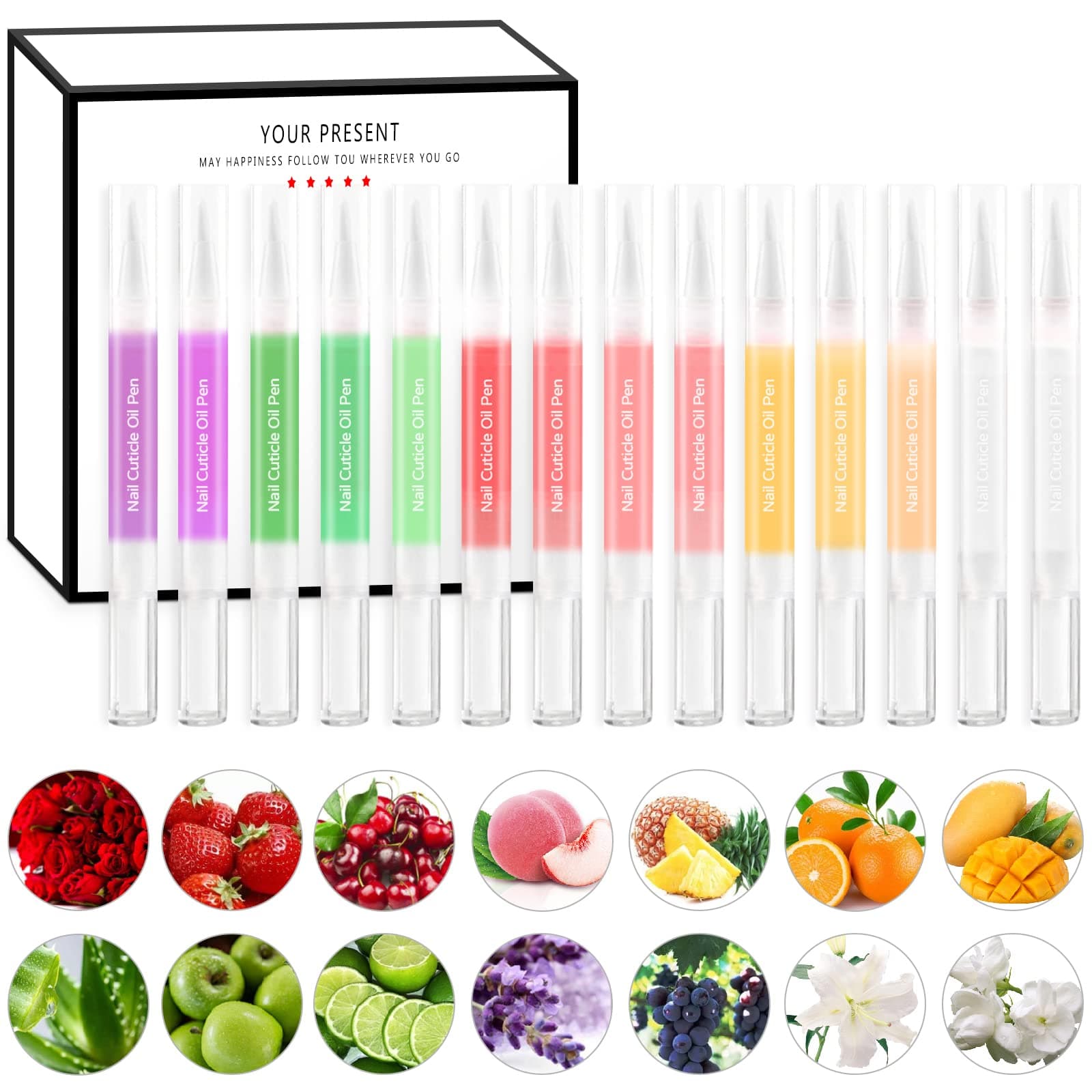12Pcs Nail Cuticle Oils Nail Nutrition Oil Pen Nail Nourishment Pens 12 Smell Cuticle Revitalizer for Agnail Nourish Skin Nail Care