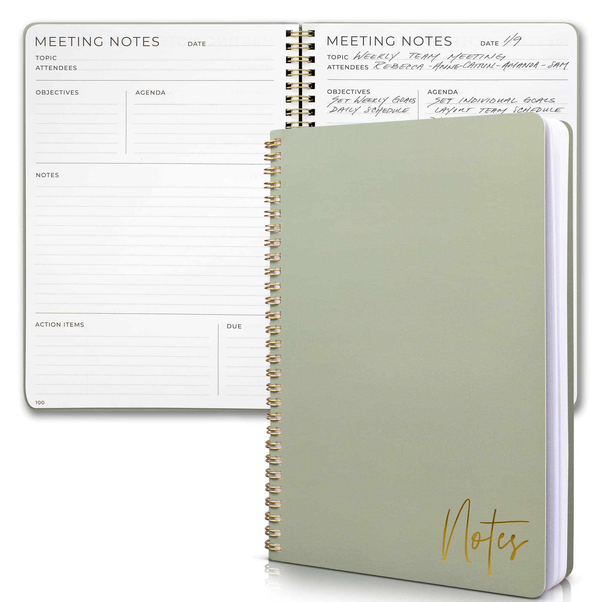 Beautiful Meeting Notebook For Work Organization - Easily Take Notes And Keep Agendas on Track - The Perfect Office Planner Supplies for Women & Men to Professionally Manage Business Projects