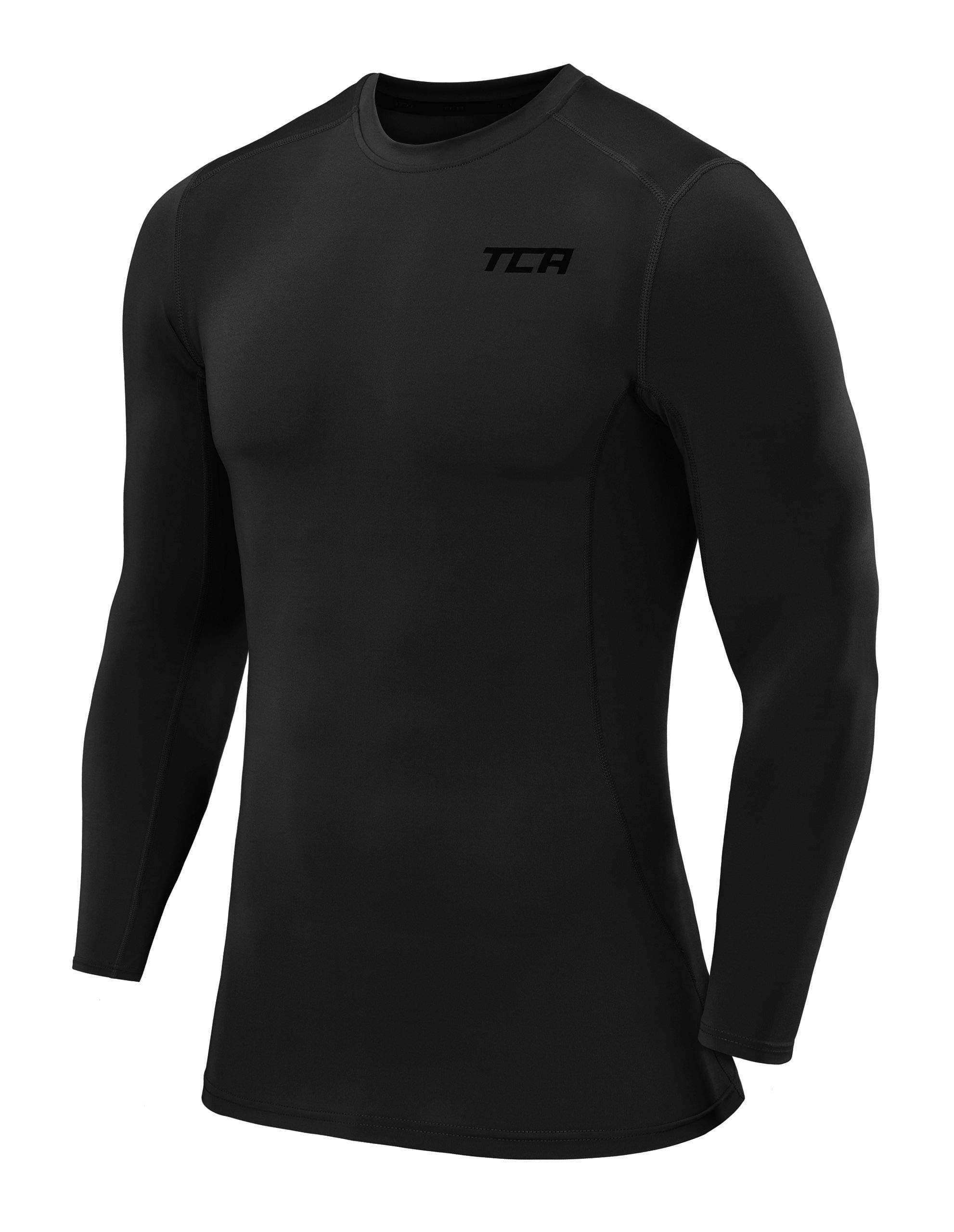 TCA Men's and Boys' Pro Performance Long Sleeve Running Compression Base Layer Top - Crew/Mock Neck