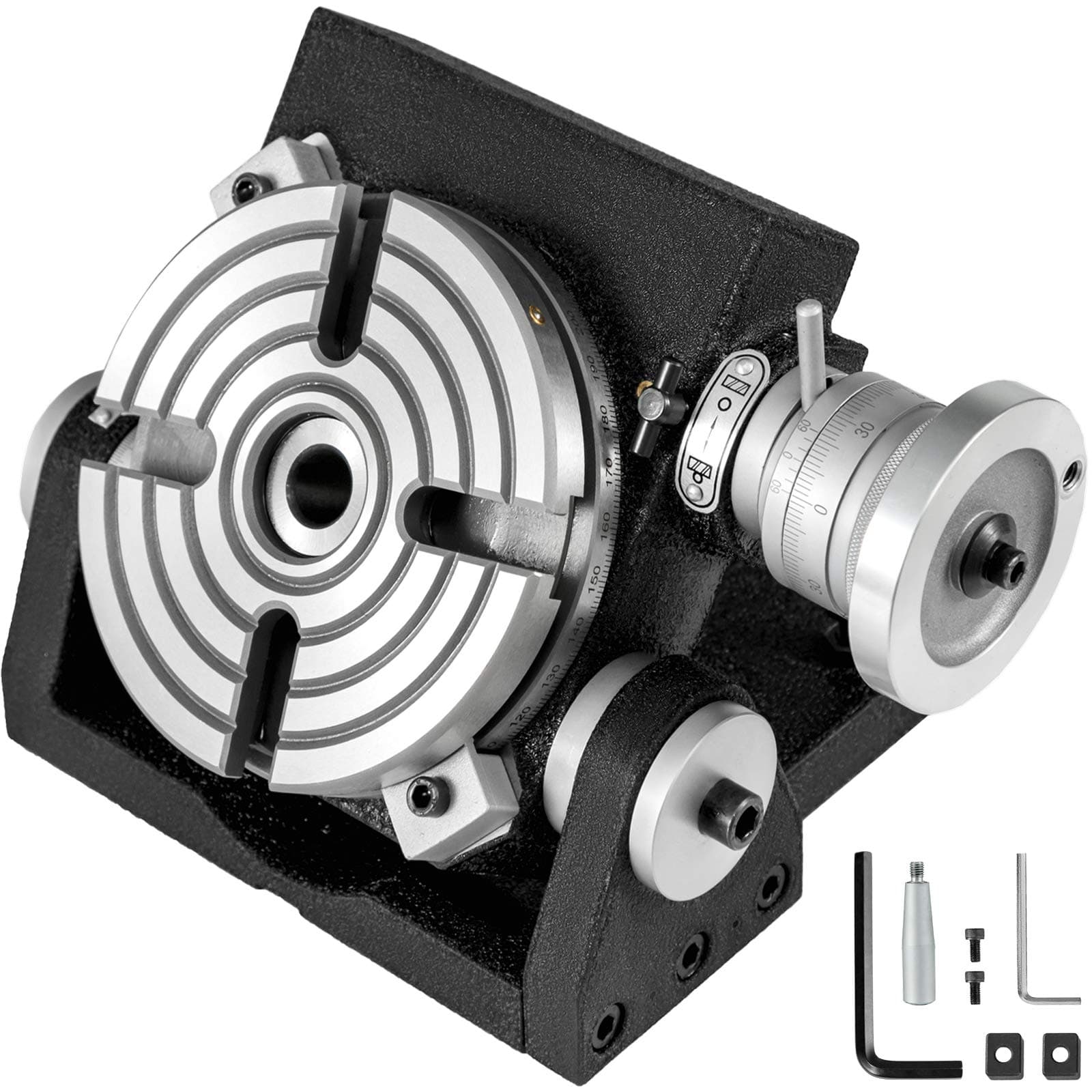 BestEquip Tilting Rotary Table 6" Horizontal Vertical Rotary Table 4-Slot for Milling Machine MT-2 Rotary Table for Milling 360 Degrees Precision Rotary Table