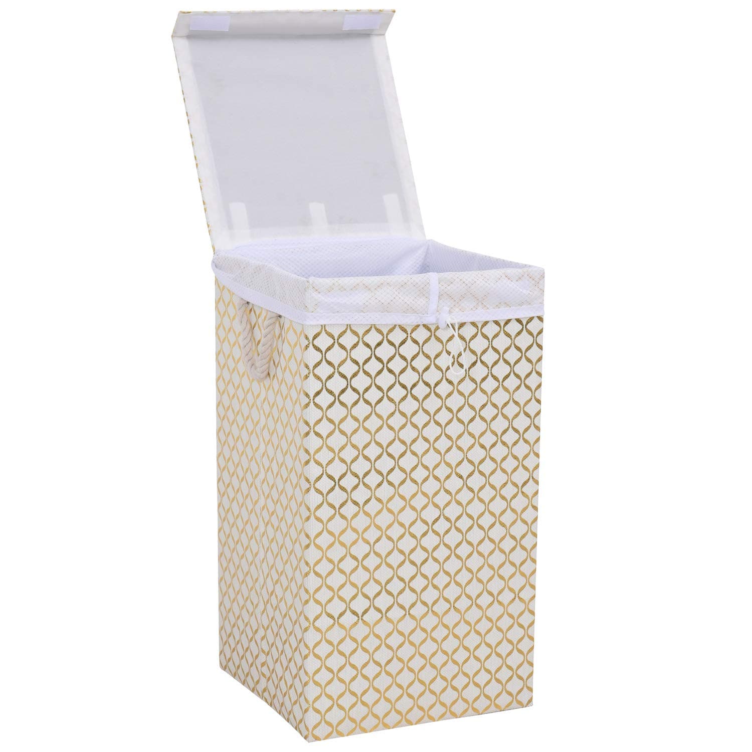 Polecasa Extra Large Laundry Basket with Lid and Removable Mesh Laundry Liner Foldable Laundry Hamper for Laundry, Bedroom, Bathroom, Dorms, and Hotel Room.(Gold, 75L)
