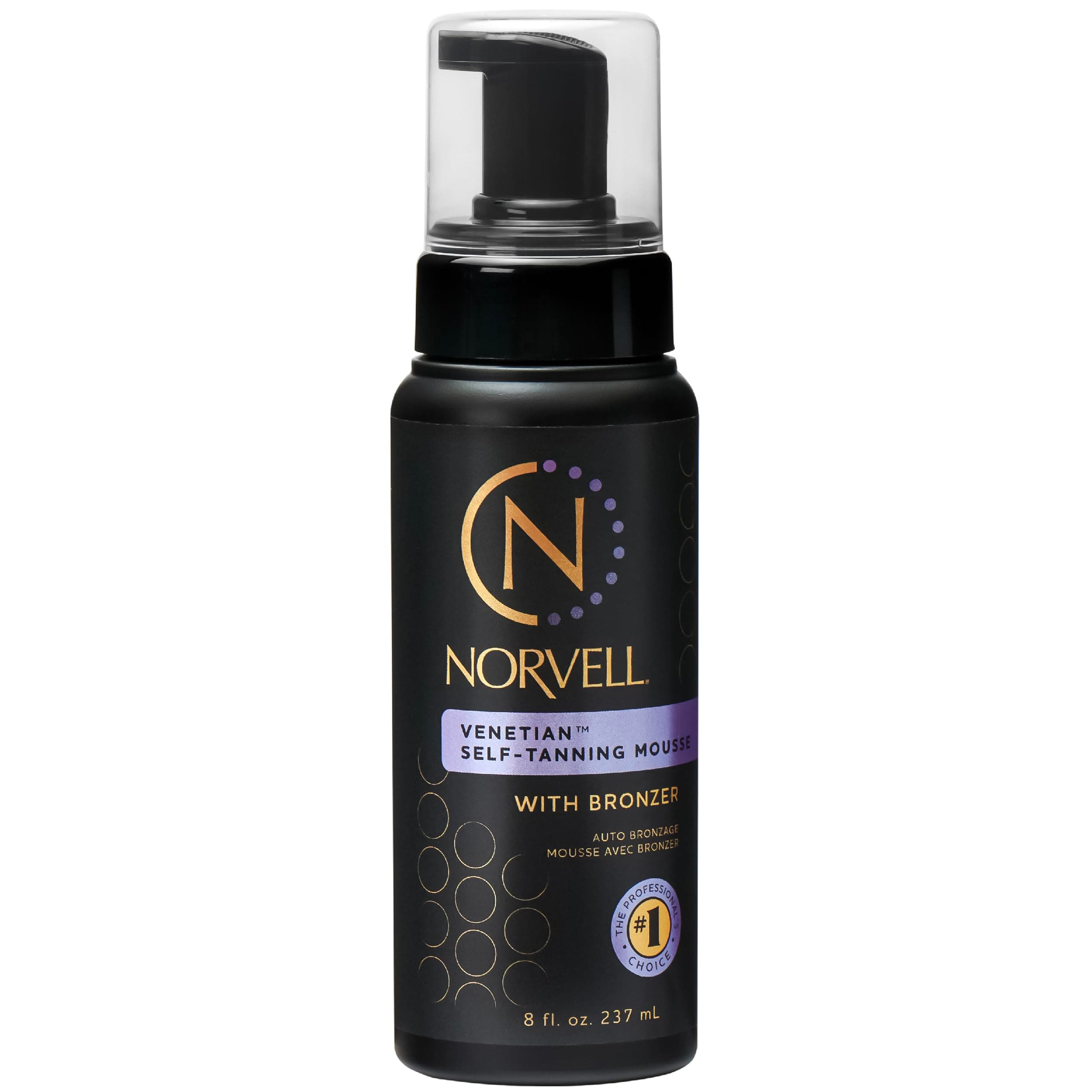 Norvell Venetian Sunless Self Tanner Mousse with Bronzer, 8 Fl Oz - Instant Self Tanning - Natural Looking - Anti-Orange - Fake Tan for Bronzing Glow