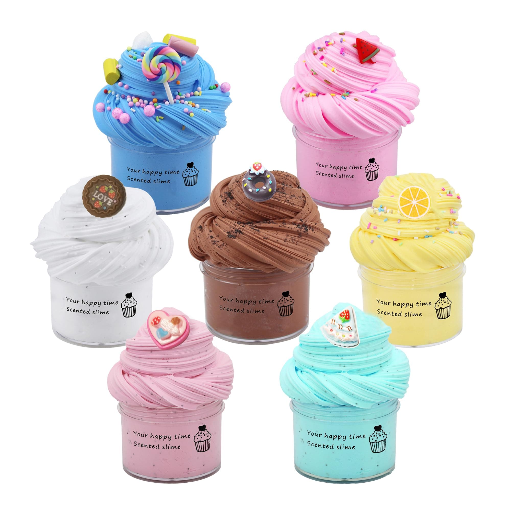 7 Pack Cake Butter Slime Kits, Soft and Non-Sticky Slime Kit Party Favors for Girls and Boys