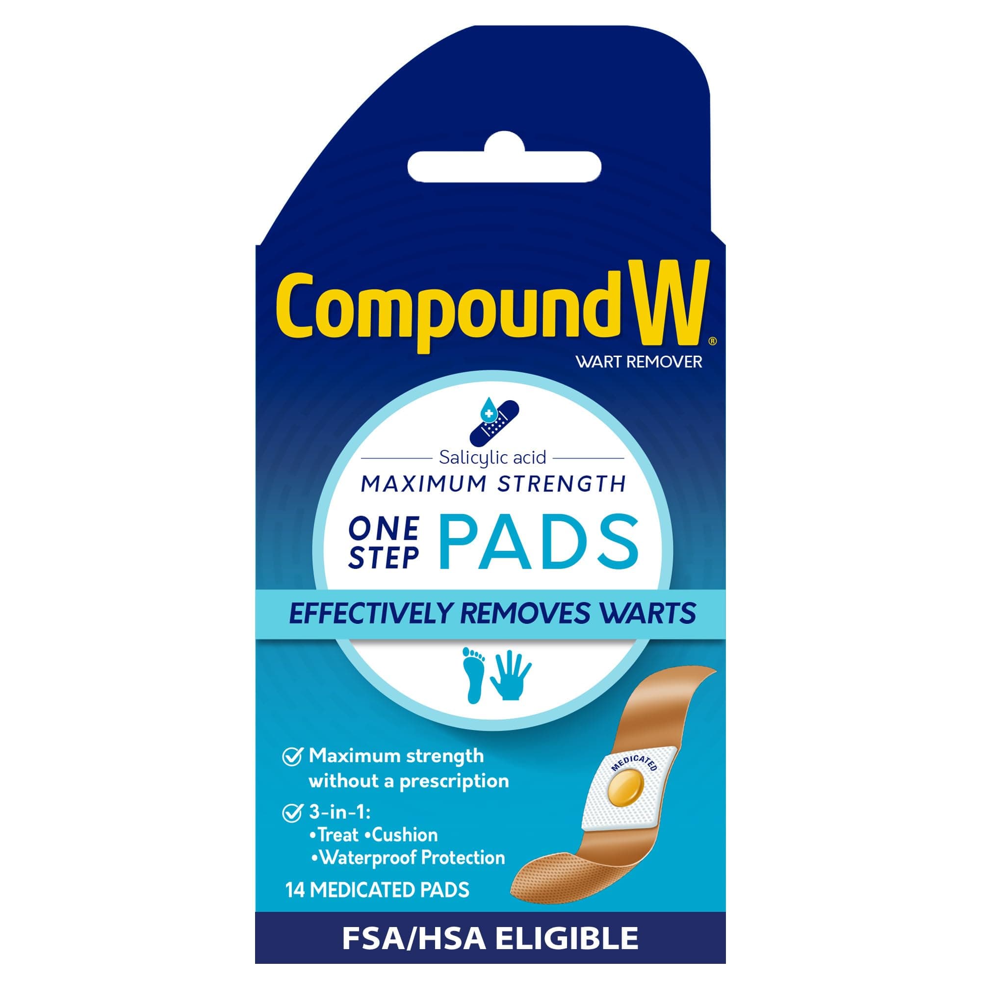 Wart Remover Maximum Strength One Step Pads Pack of 14 Each
