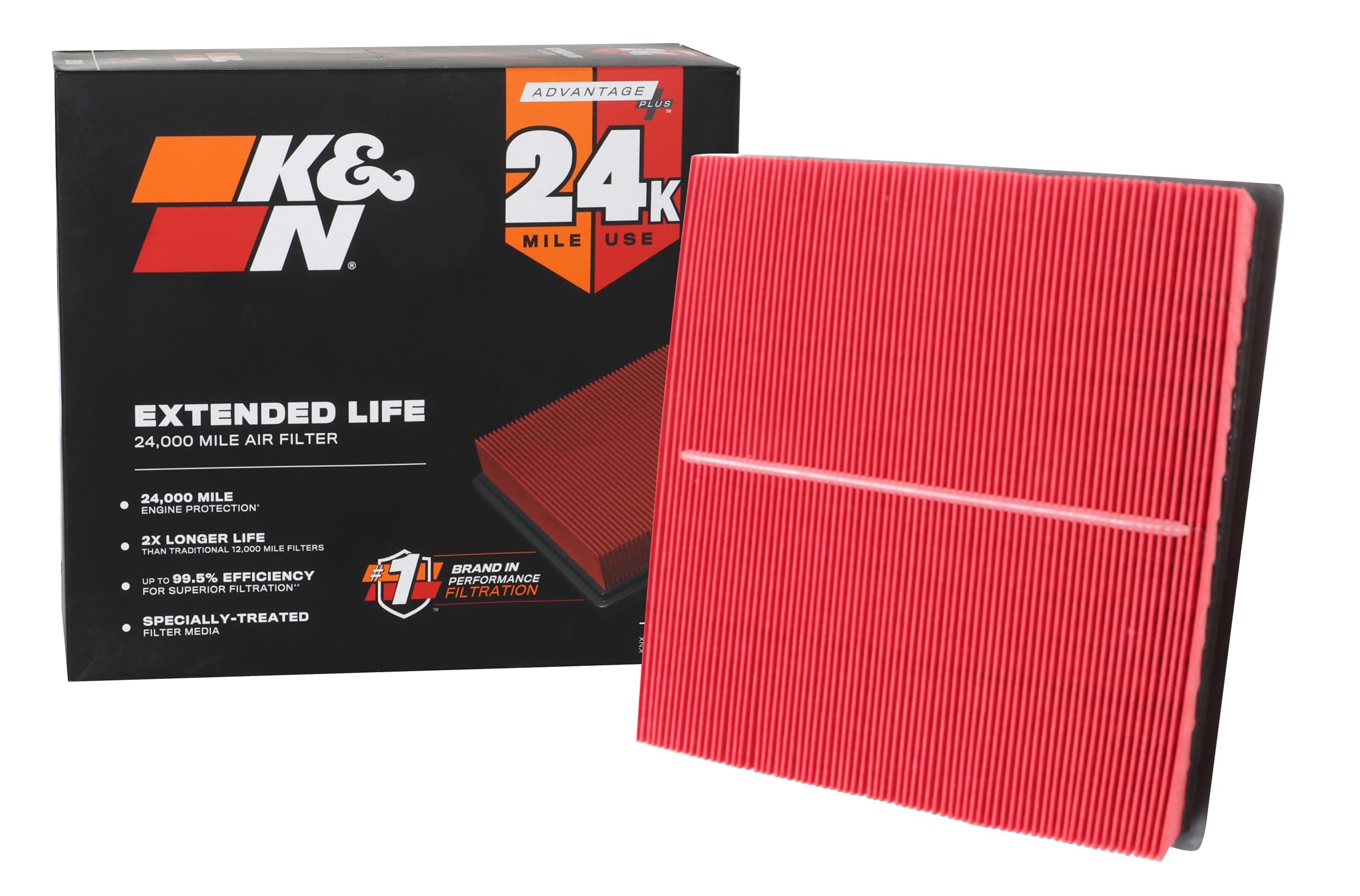 K&N Engine Air Filter: Extended Life 24,000 Mile Replacement Air Filter: Compatible with 2010-2019 Jeep/Dodge SUV V6/V8 (Grand Cherokee, Durango), KNX-2457