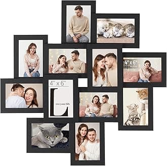 SONGMICS 4X6 Collage Picture Frames, 12-Pack Picture Frames Collage for Wall Decor, Black Photo Collage Frame, Multi Picture Frame Set with Glass Front, Assembly Required