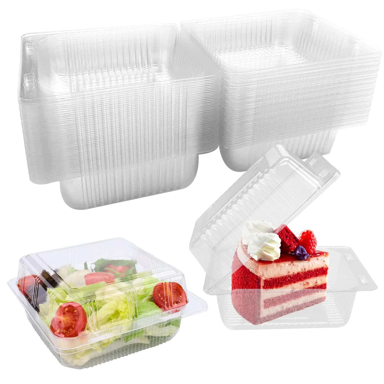 50 Pieces Single Individual Cake Slice Boxes, 4.2 Inch Dessert Containers Cheesecake Boxes with Lids for Pastry, Salad, Cakes