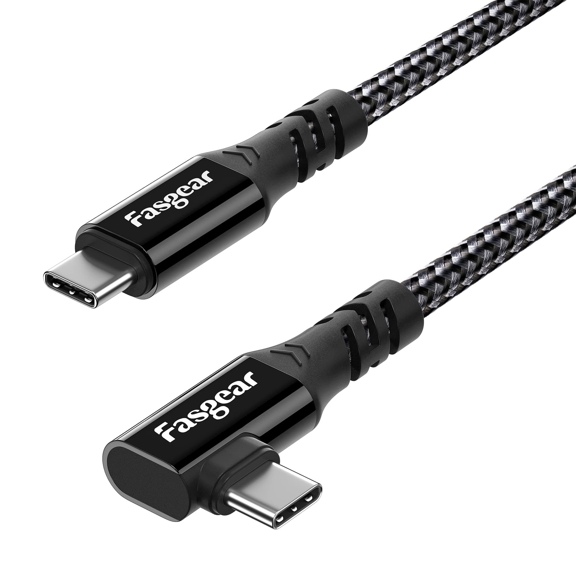 Fasgear USB C 3.2 Gen 2x2 Cable 6ft, 20Gbps 4K Video 100W Charging 90 Degree Type C Cord Compatible for [Thunderbolt 3/4] Macbook Pro,iPad Pro, Laptops,Samsung Monitors,Galaxy S21,USB-C Devices -Black