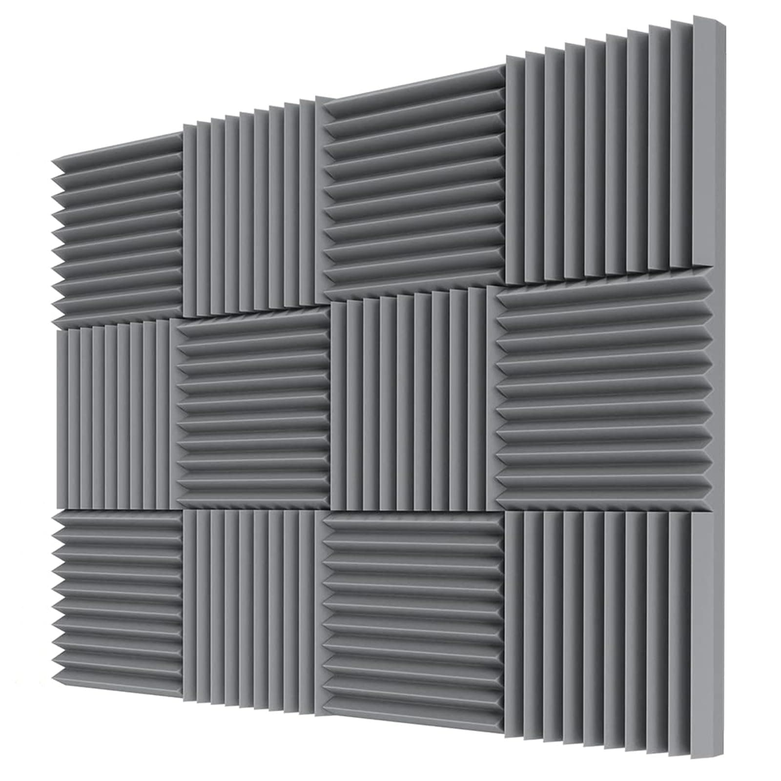 Clocell 12 Pack Acoustic Panels, 2.5 * 30 * 30 Quick-Recovery Sound Proof Foam Panels, Thick Acoustic Foam, Soundproof Wall Panels for Home Studio
