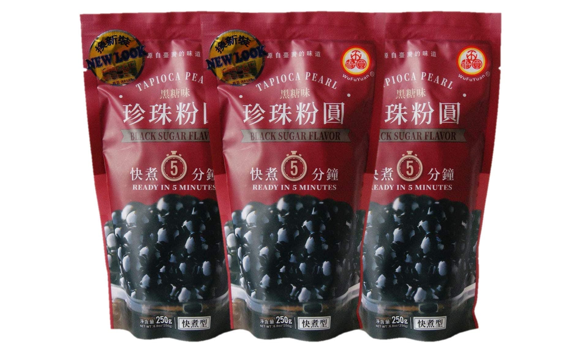WuFuYuan - Tapioca Pearl (Black) - Net Wt. 8.8 Oz. (Pack of 3)