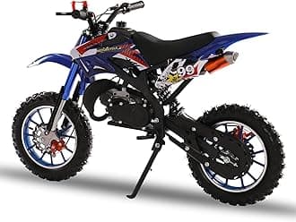 50cc 2-Stroke Kids Dirt Bike, Mini Dirt Scooter Bike Pocket, Gas Power Off Road Mini Pocket Motorcycle with Front Rear Disc Brakes, Pocket Gas Motorbike, Racing Max Speed 40km/H Blue