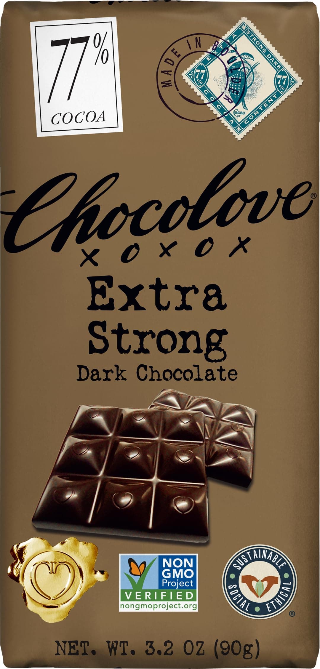 Chocolove - Extra Strong Dark Chocolate Bar - 3.2 oz.