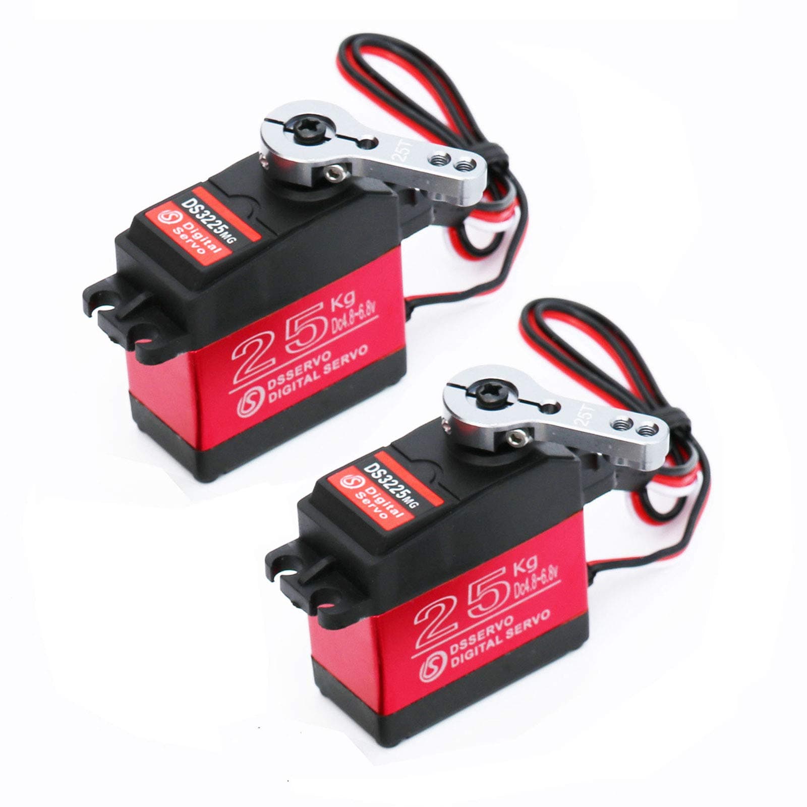 BETU 2Pack 25KG High Torque RC Servo,Waterproof servo Compatible with 1/6,1/8, 1/10, 1/12 RC Car, Full Metal Gear Steering Servo with 25T Servo Horn(270°)