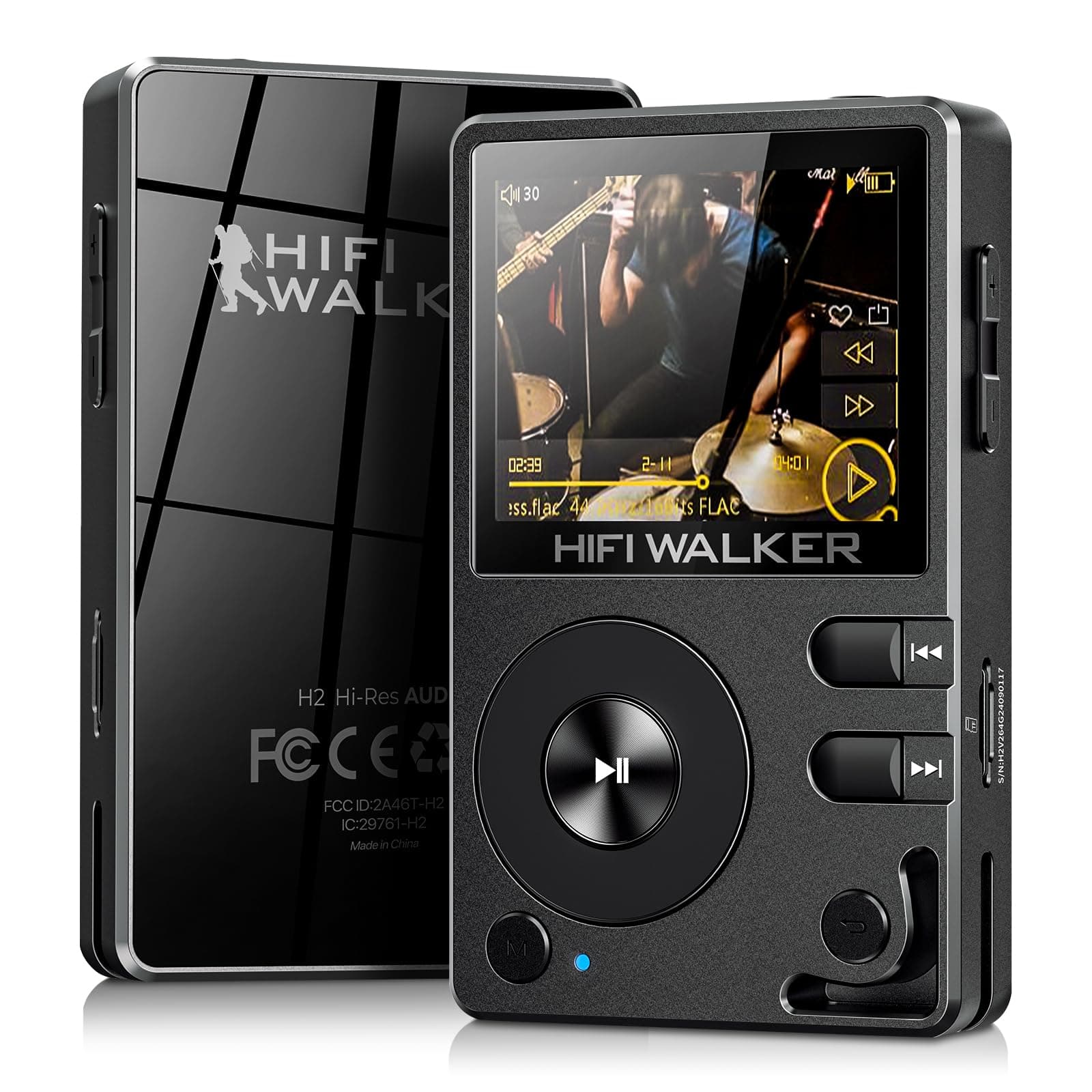 HIFI WALKER H2 HiFi MP3 Player with Bluetooth, Lossless DSD DAC Flac, High Resolution Music Player, Portable Audio Player with 64 GB Memory Card, Supports up to 256 GB