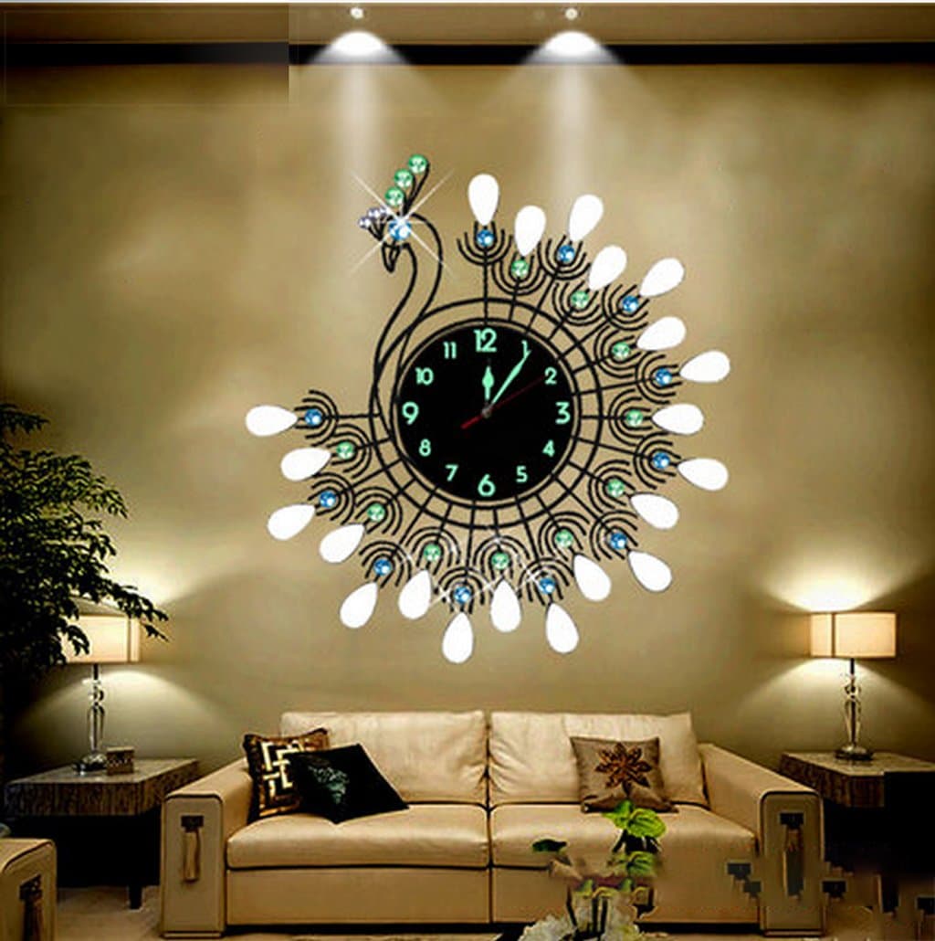 Peacock watches living room wall clock creative clock table modern minimalist European mute round quartz pocket watch
